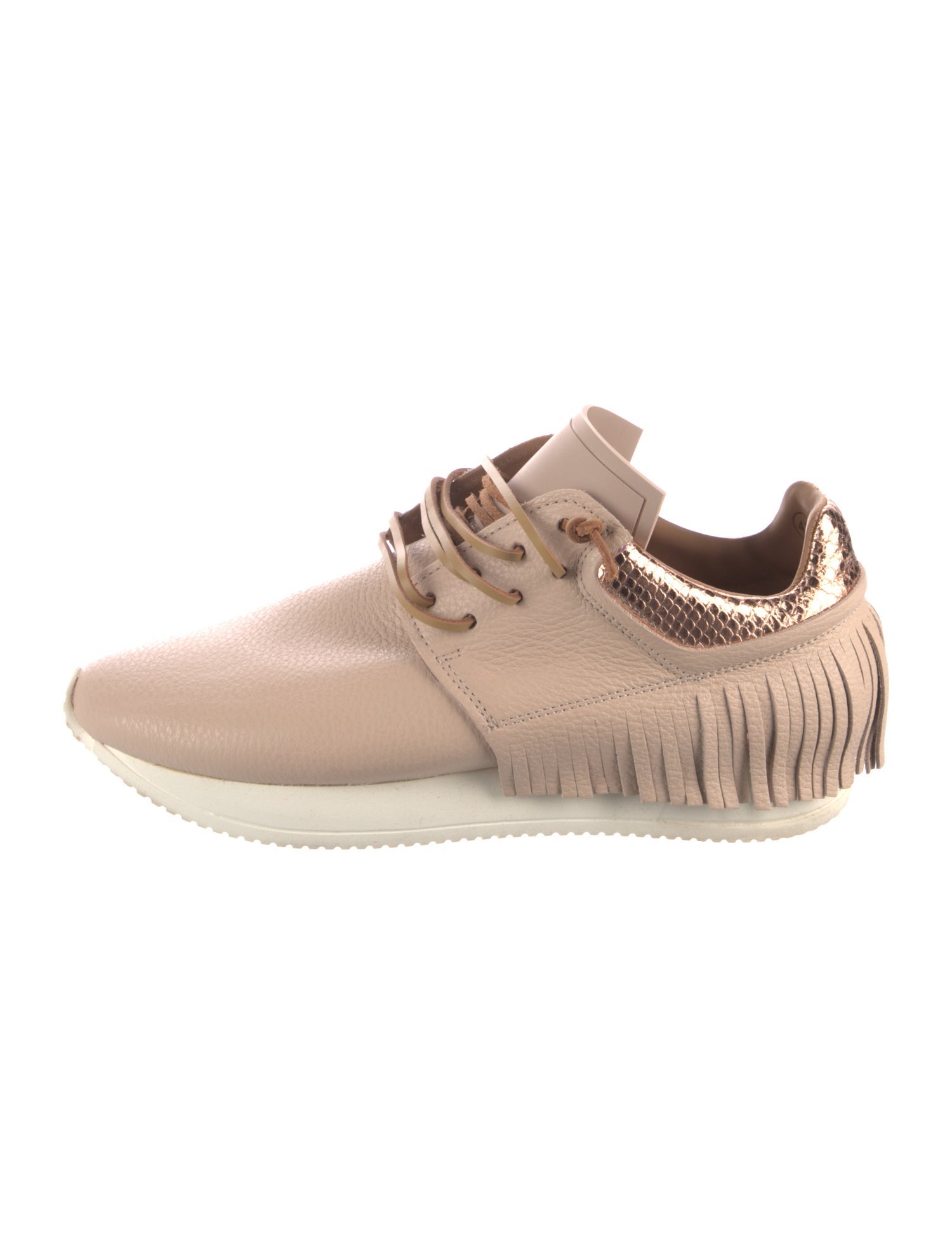 ESSEutESSE Leather Fringe Trim Accent Athletic Sneakers