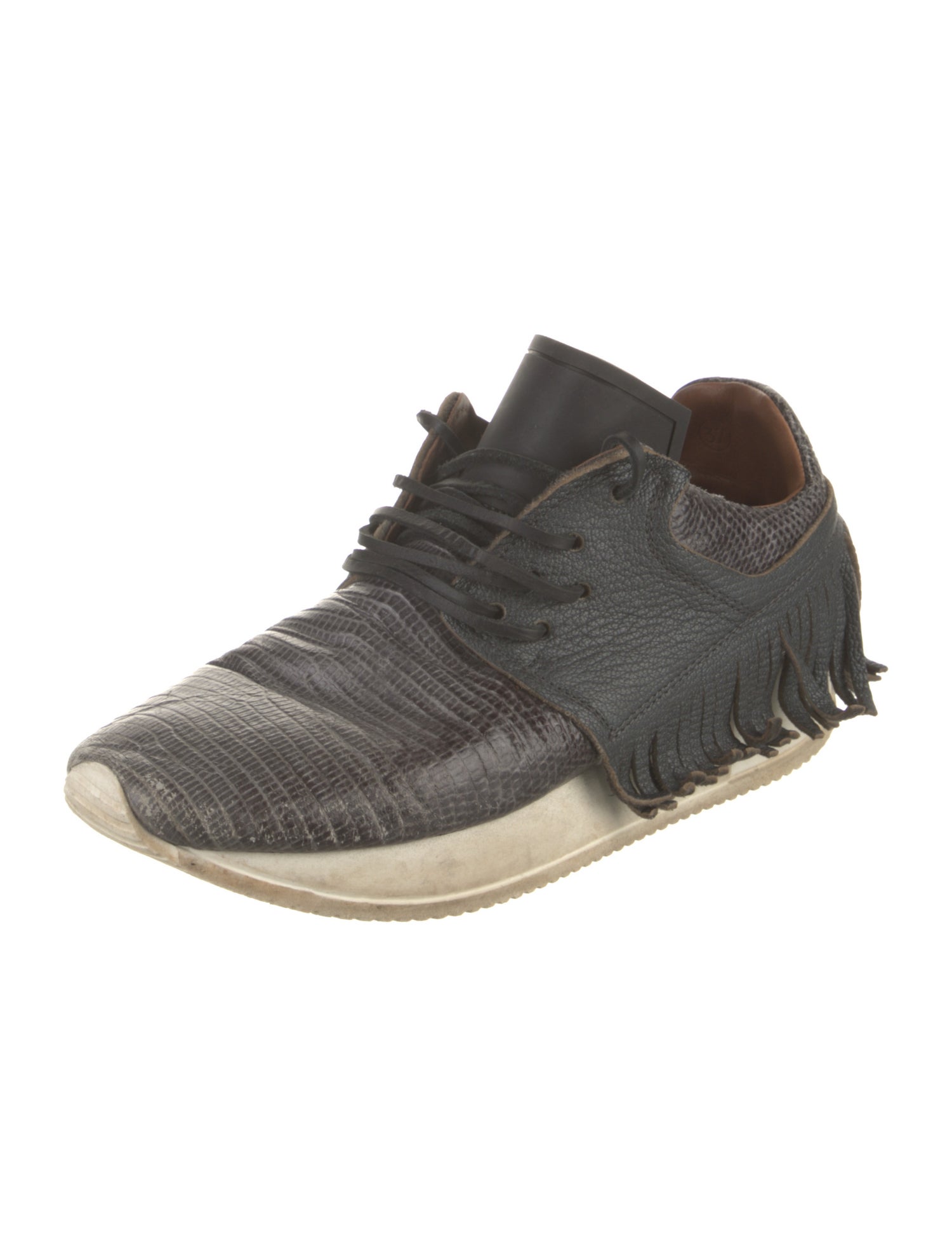 ESSEutESSE Leather Fringe Trim Accent Athletic Sneakers