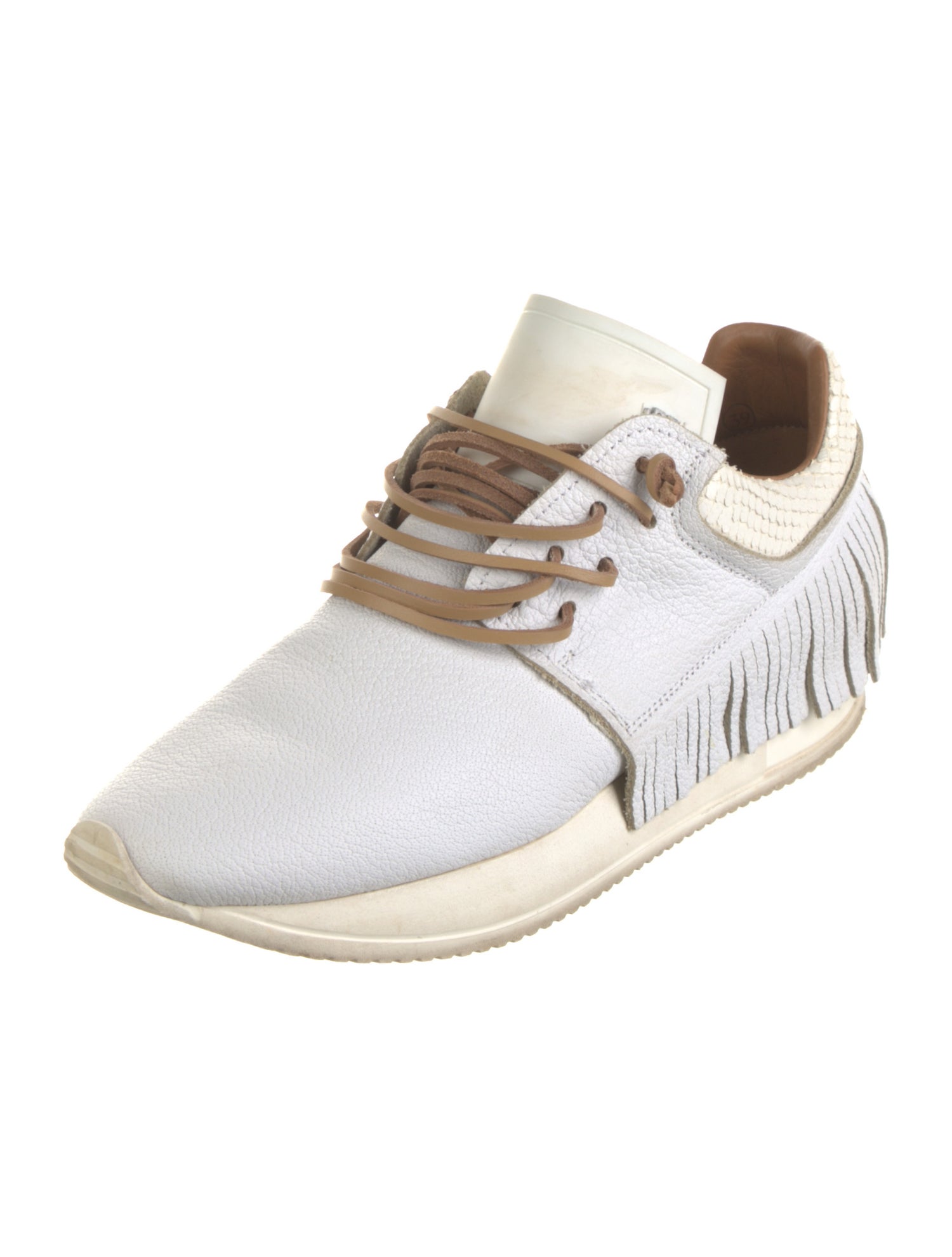 ESSEutESSE Leather Fringe Trim Accent Sneakers