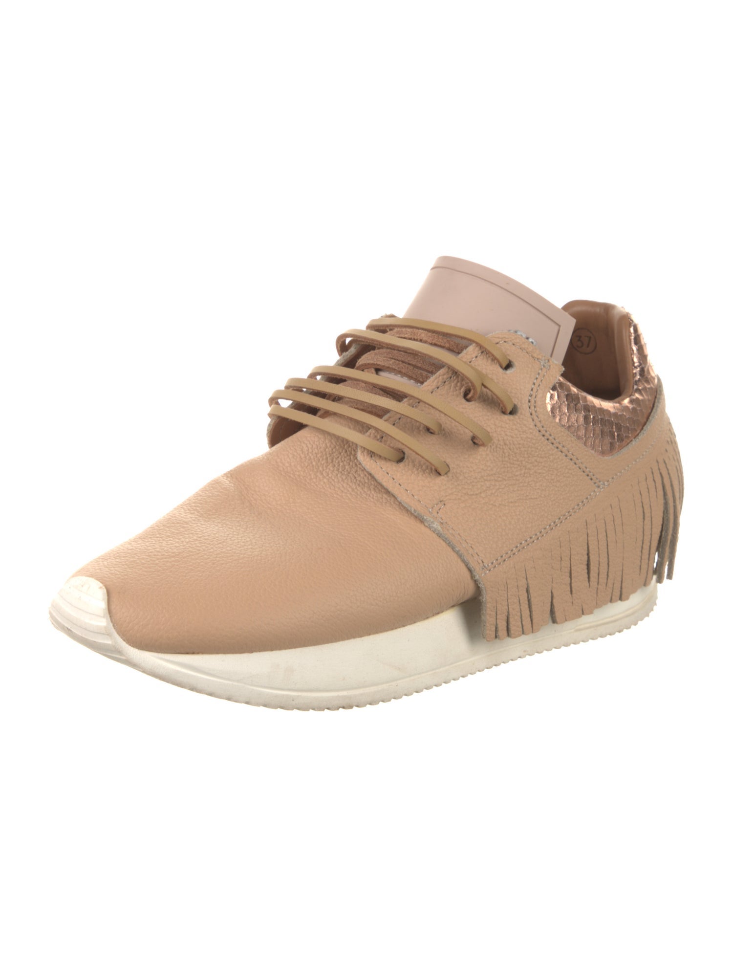 ESSEutESSE Leather Fringe Trim Accent Sneakers