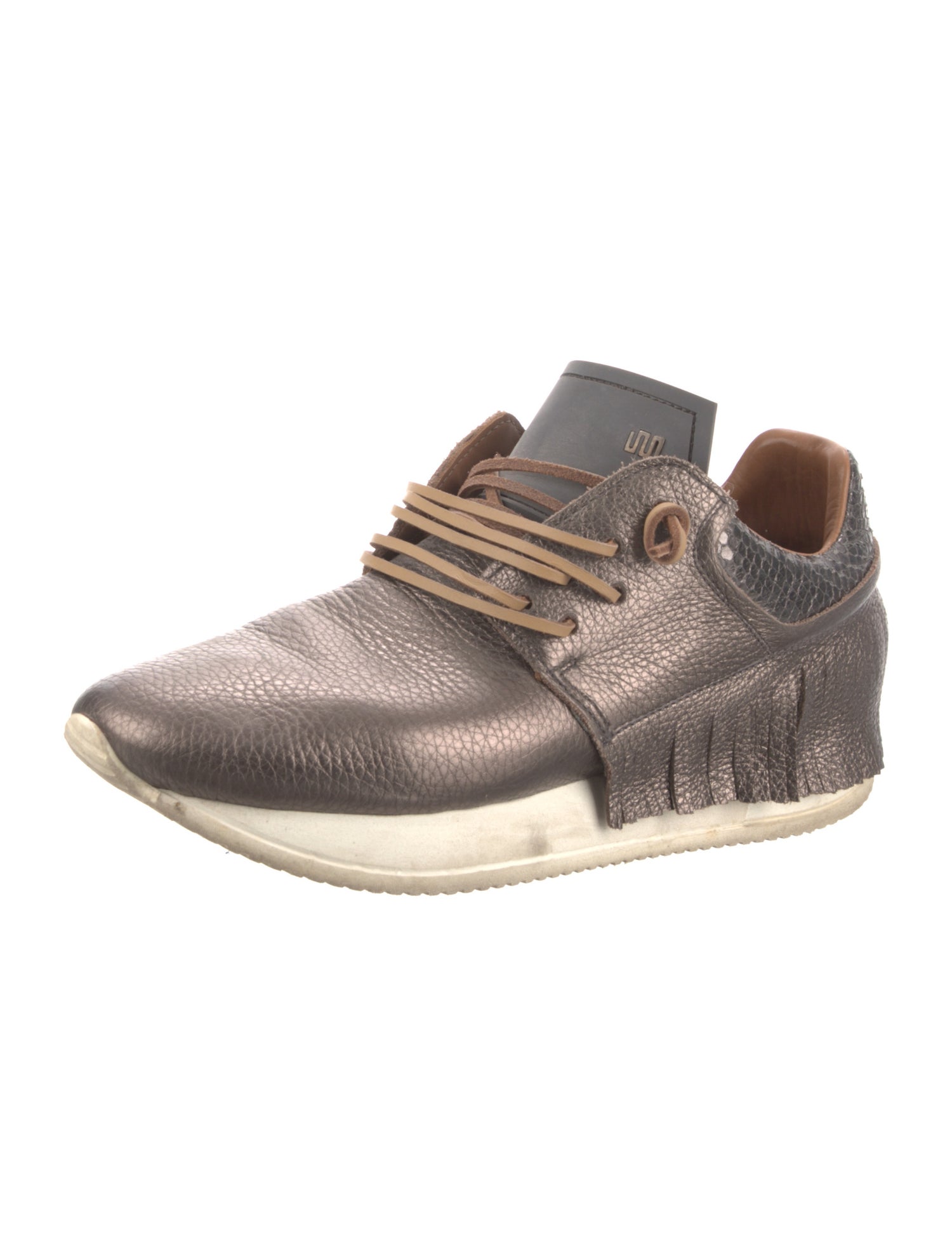 ESSEutESSE Leather Fringe Trim Accent Sneakers