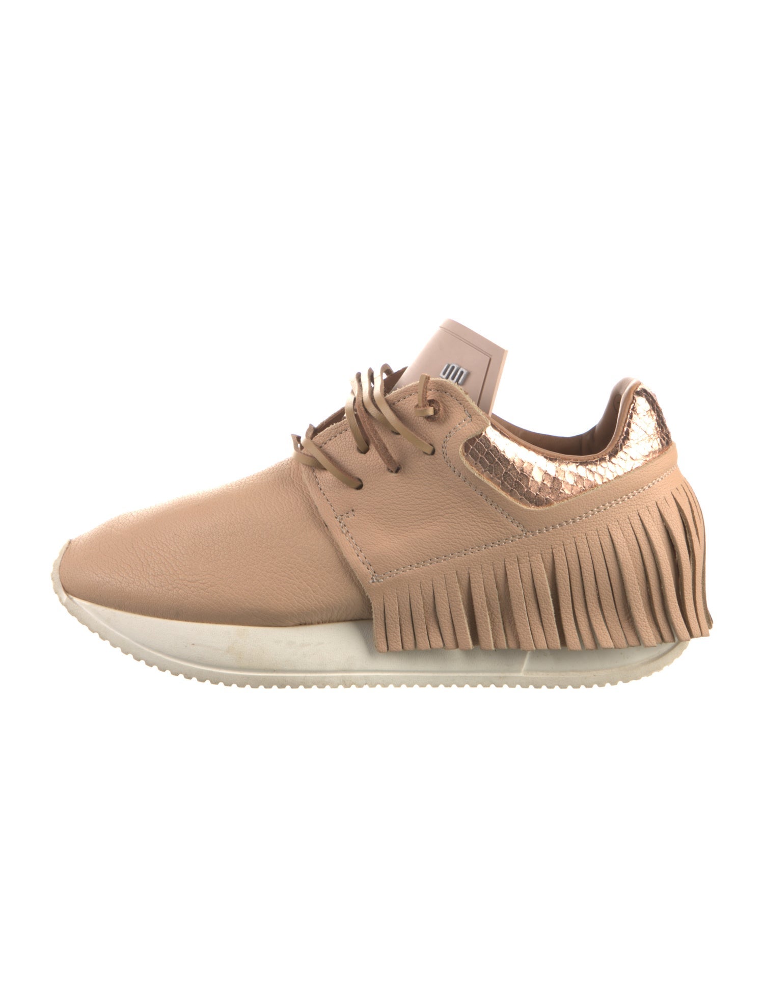 ESSEutESSE Leather Fringe Trim Accent Athletic Sneakers