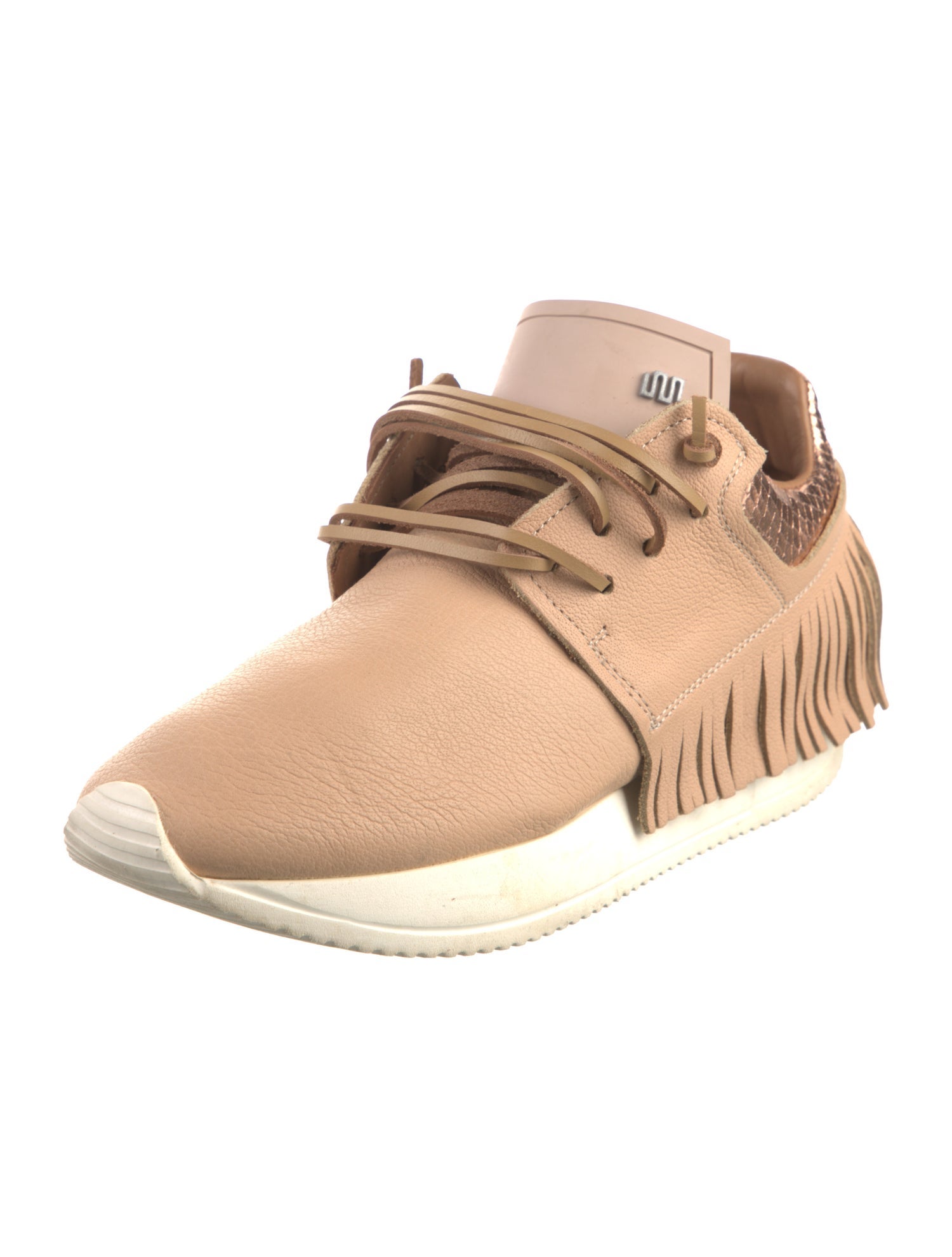 ESSEutESSE Leather Fringe Trim Accent Athletic Sneakers