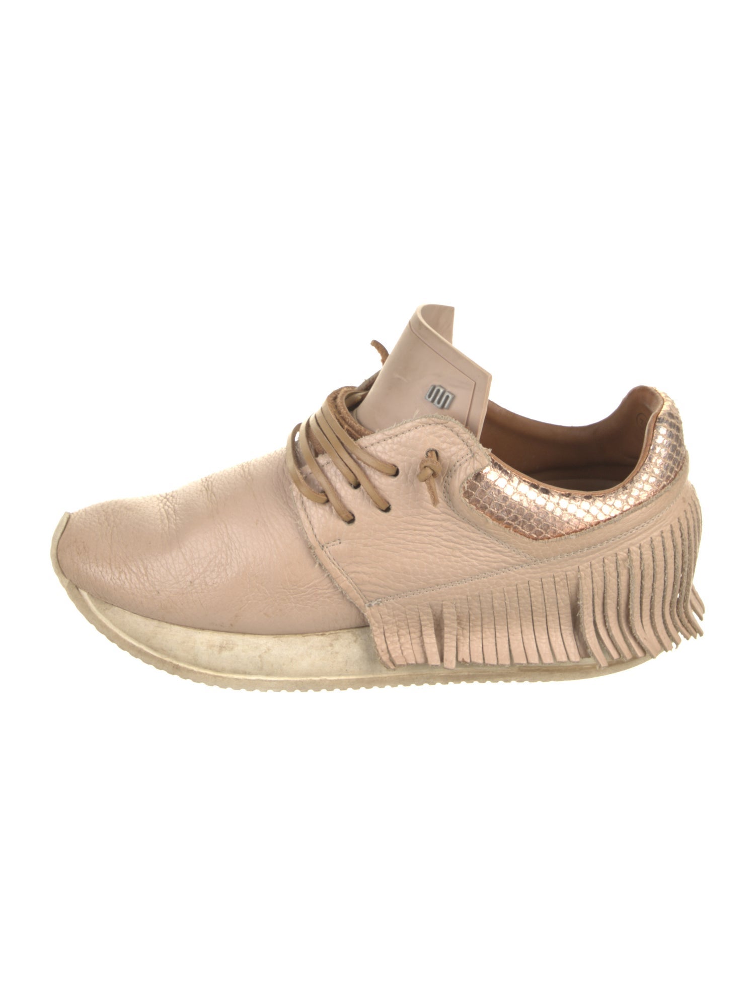 ESSEutESSE Leather Fringe Trim Accent Sneakers
