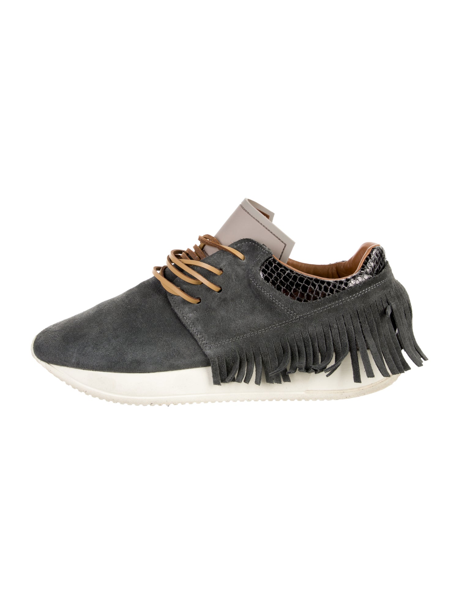 ESSEutESSE Suede Fringe Trim Accent Athletic Sneakers