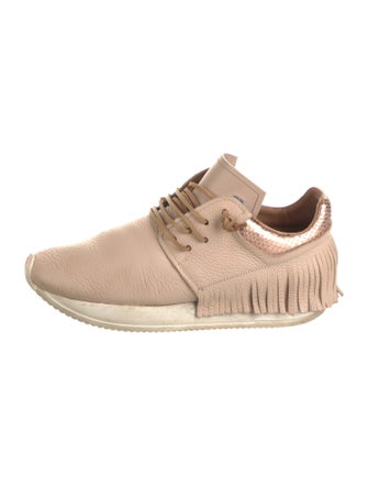 ESSEutESSE Leather Fringe Trim Accent Sneakers