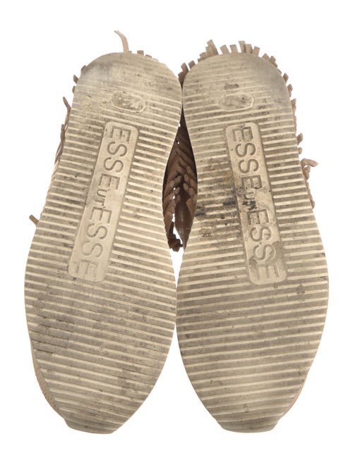 ESSEutESSE Leather Fringe Trim Accent Sneakers