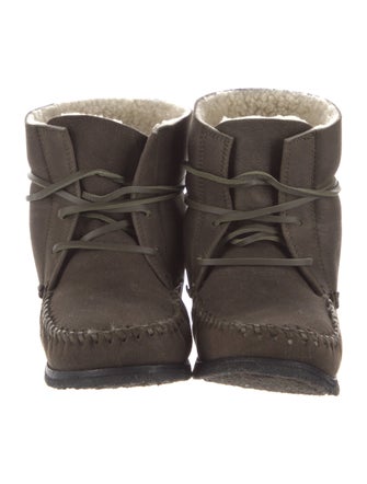 Étoile Isabel Marant Suede Whipstitch Trim Lace-Up Boots