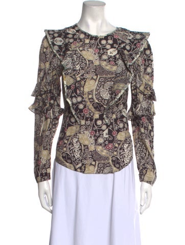 Étoile Isabel Marant Tops Paisley Print Scoop Neck Blouse Us2, Fr34 | XS