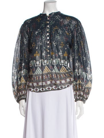 Étoile Isabel Marant Tops Printed Mock Neck Blouse Us2, Fr34 | XS