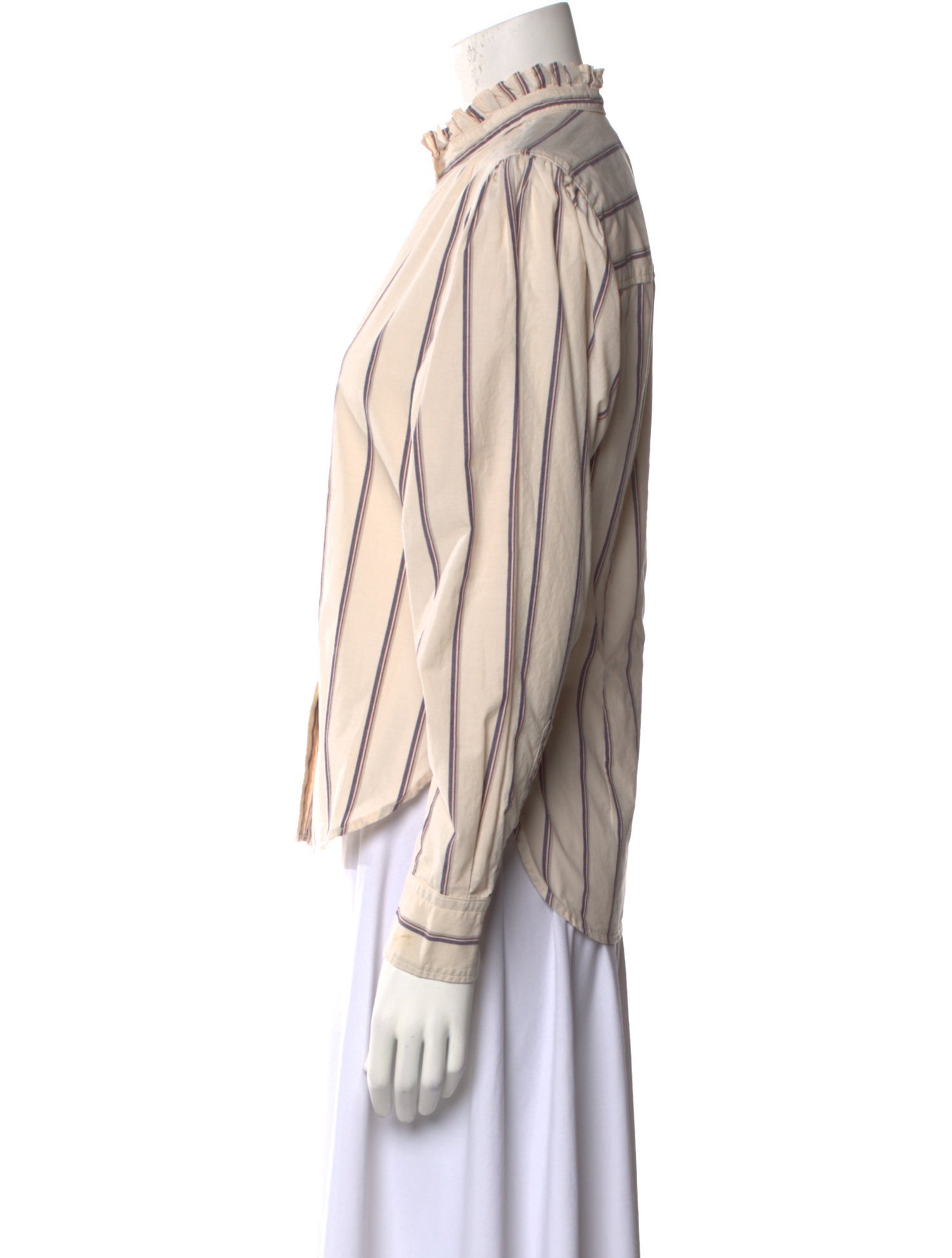 Étoile Isabel Marant Striped Mock Neck Button-Up Top