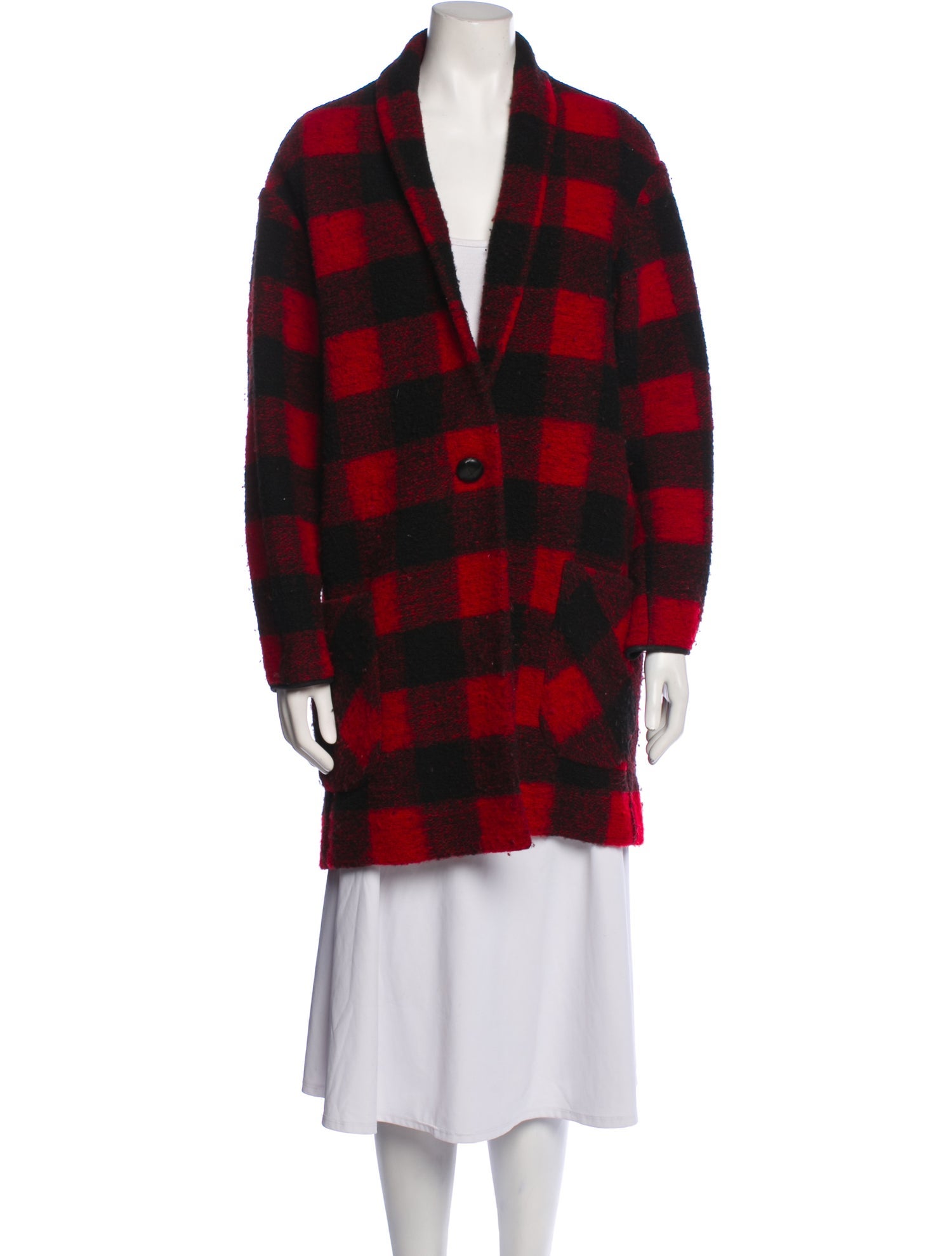 Étoile Isabel Marant Wool Plaid Print Peacoat