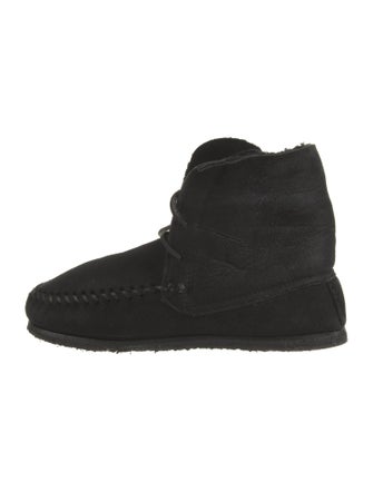 Étoile Isabel Marant Suede Fur Trim Lace-Up Boots
