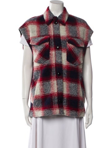 Étoile Isabel Marant Jackets Wool Plaid Print Vest XS