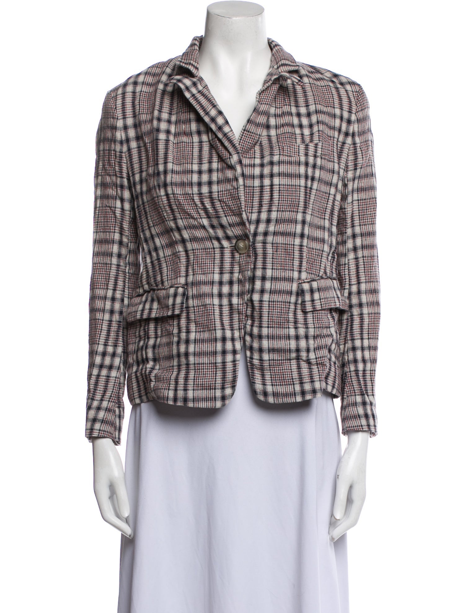 Étoile Isabel Marant Linen Plaid Print Blazer