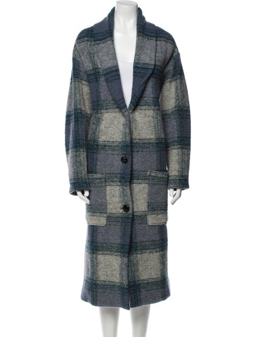 Étoile Isabel Marant Wool Plaid Print Peacoat