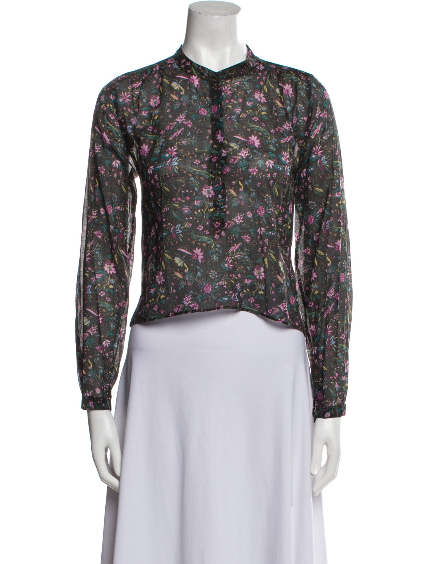 Étoile Isabel Marant Floral Print Mock Neck Crop Top