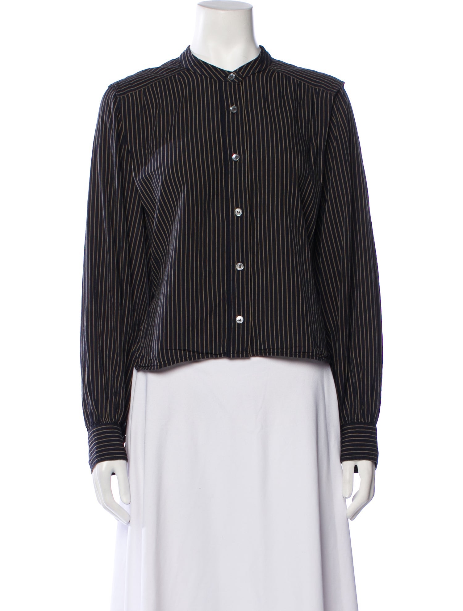 Étoile Isabel Marant Striped Mock Neck Button-Up Top