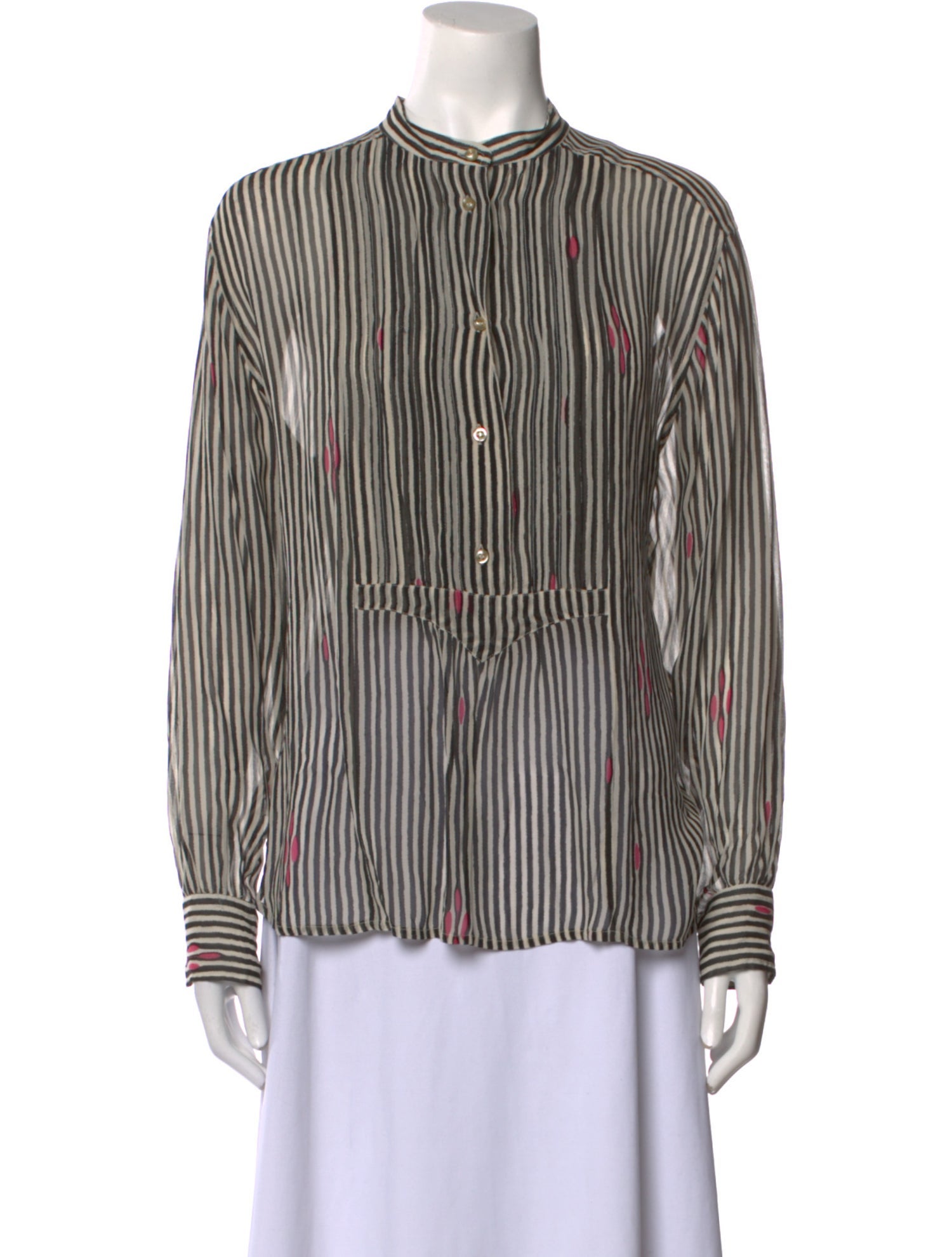 Étoile Isabel Marant Striped Mock Neck Button-Up Top