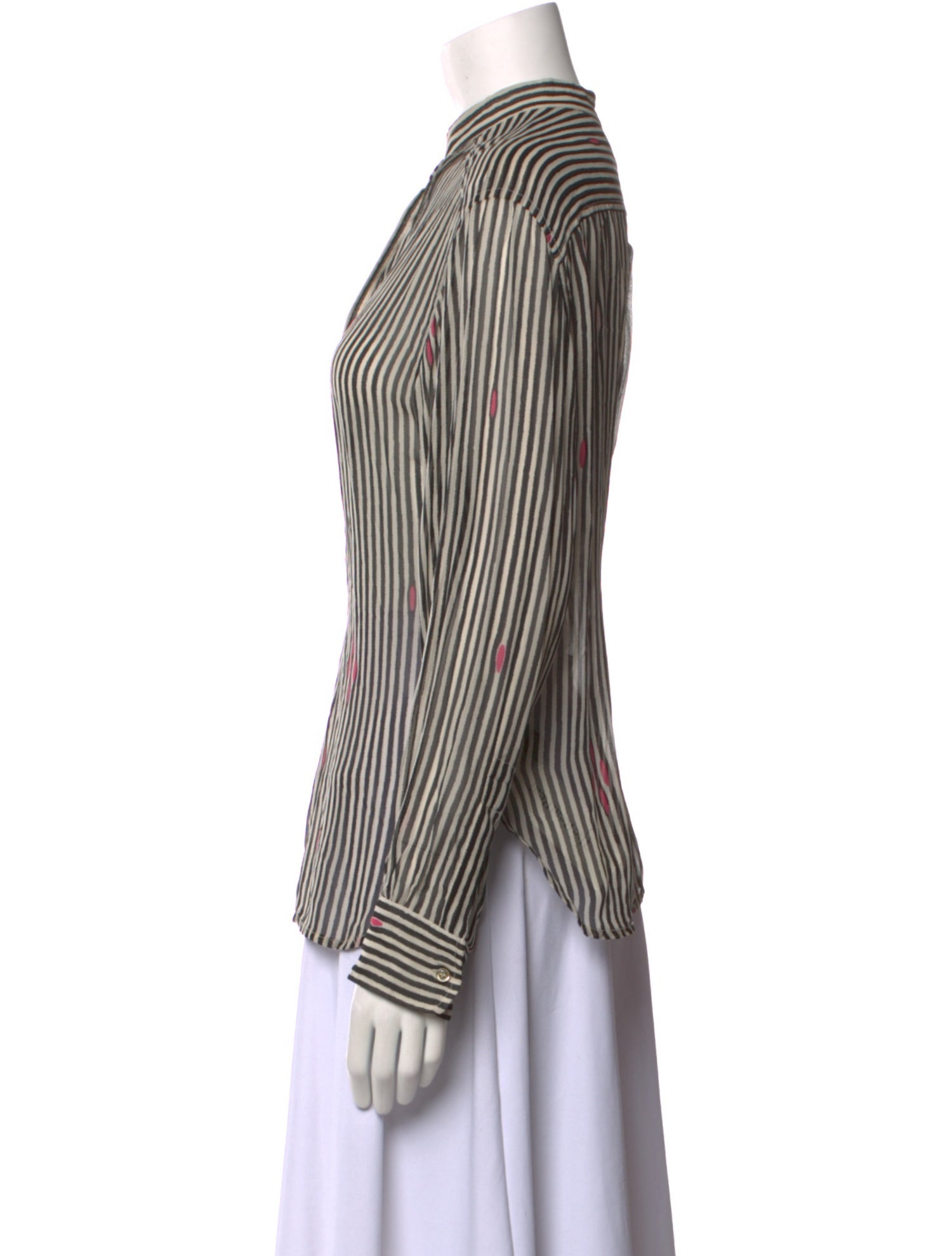 Étoile Isabel Marant Striped Mock Neck Button-Up Top