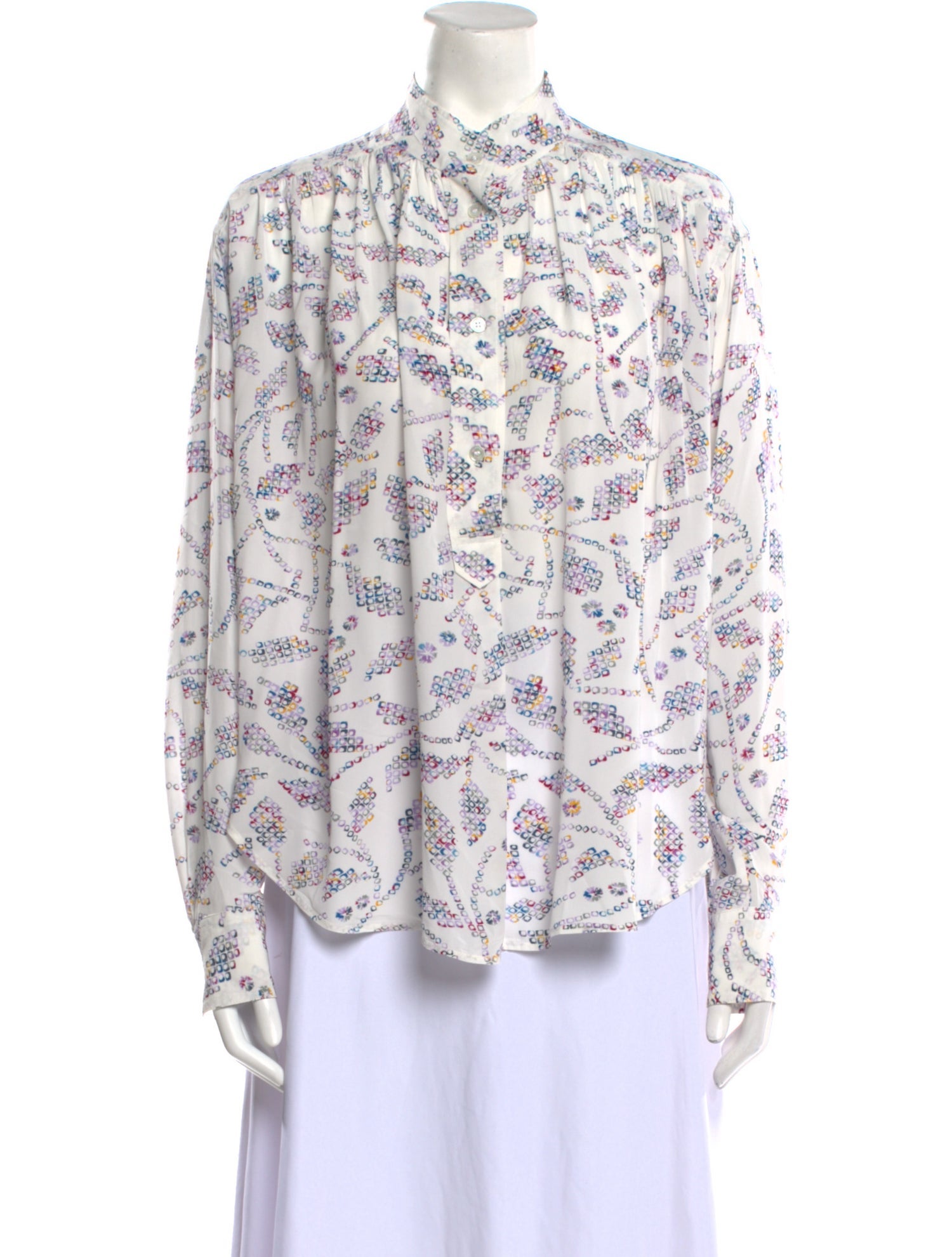 Étoile Isabel Marant Printed Mock Neck Button-Up Top