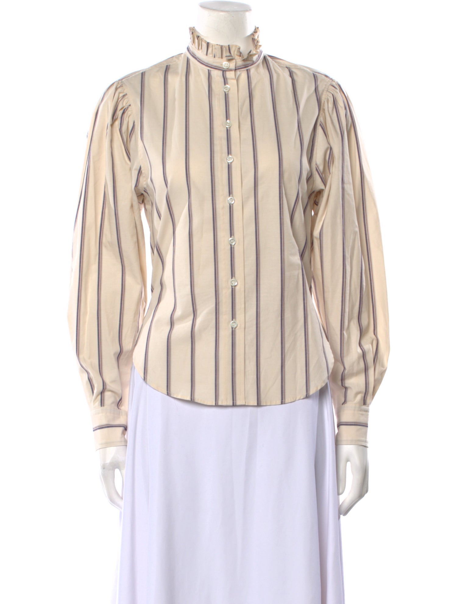 Étoile Isabel Marant Striped Mock Neck Button-Up Top