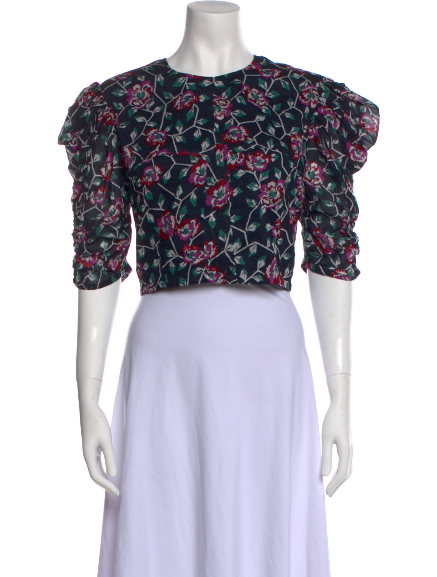 Étoile Isabel Marant Floral Print Crew Neck Crop Top