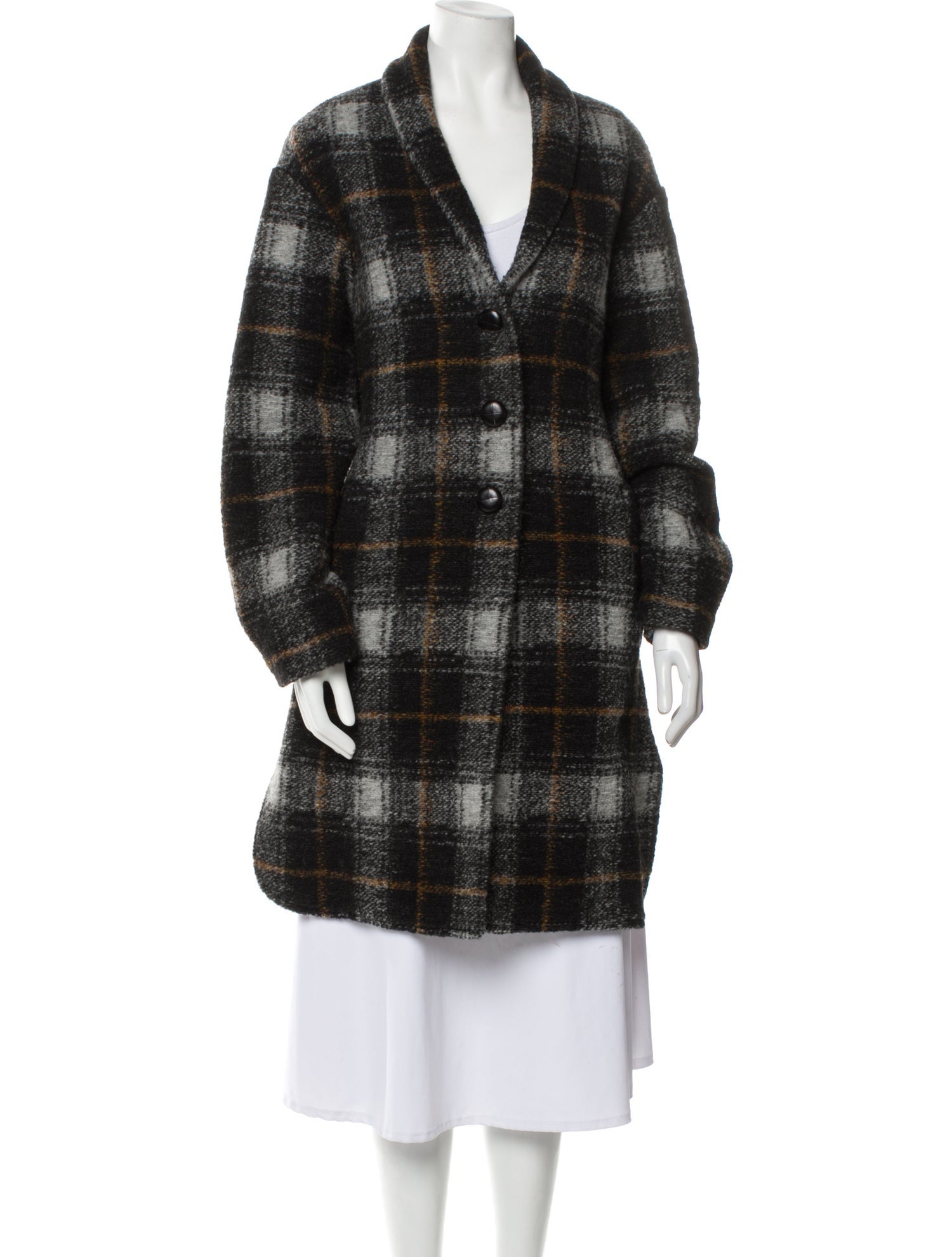 Étoile Isabel Marant Wool Plaid Print Coat