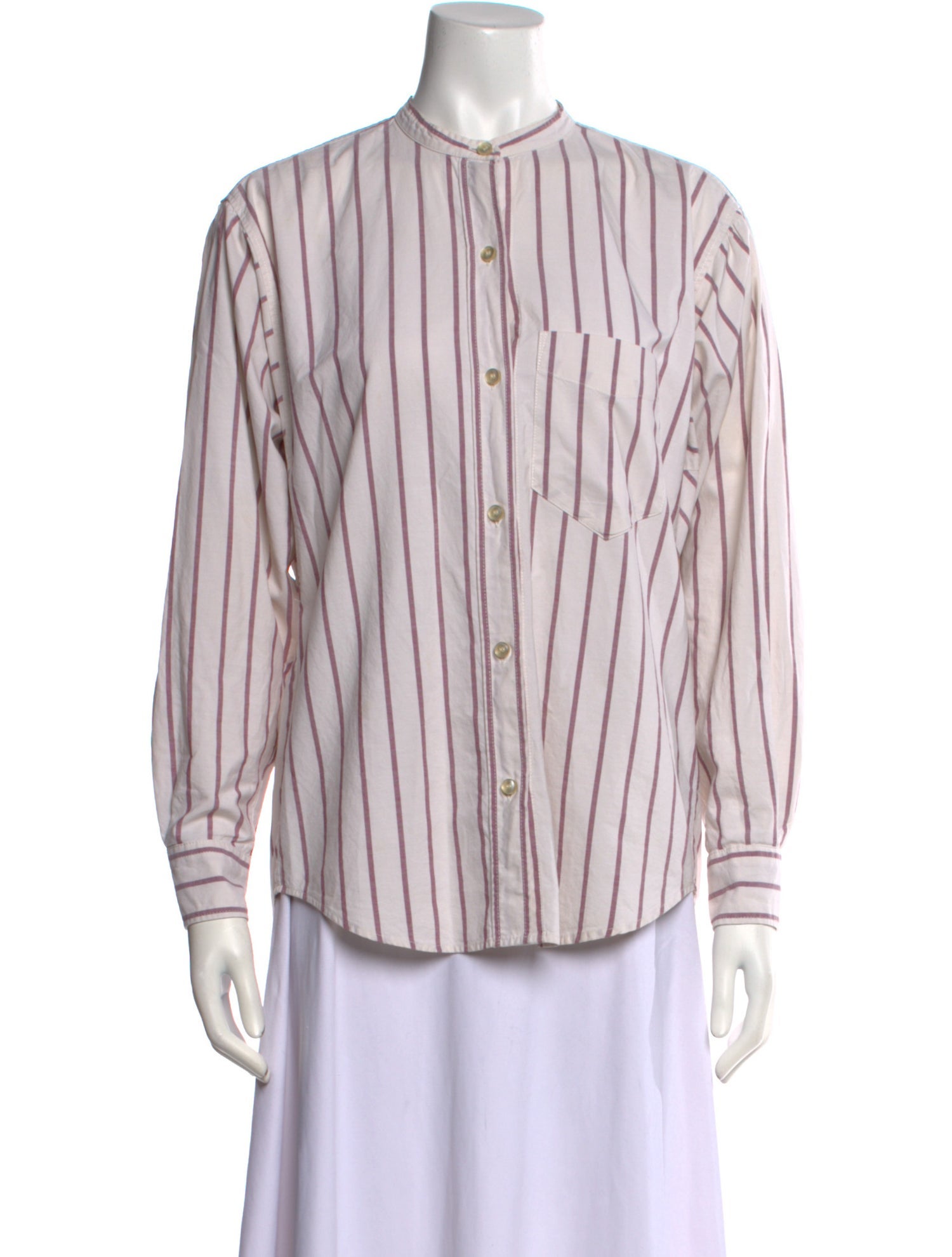 Étoile Isabel Marant Striped Mock Neck Button-Up Top