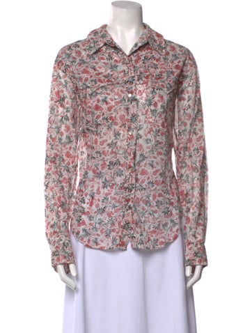 Étoile Isabel Marant Tops Floral Print Long Sleeve Button-Up Top L