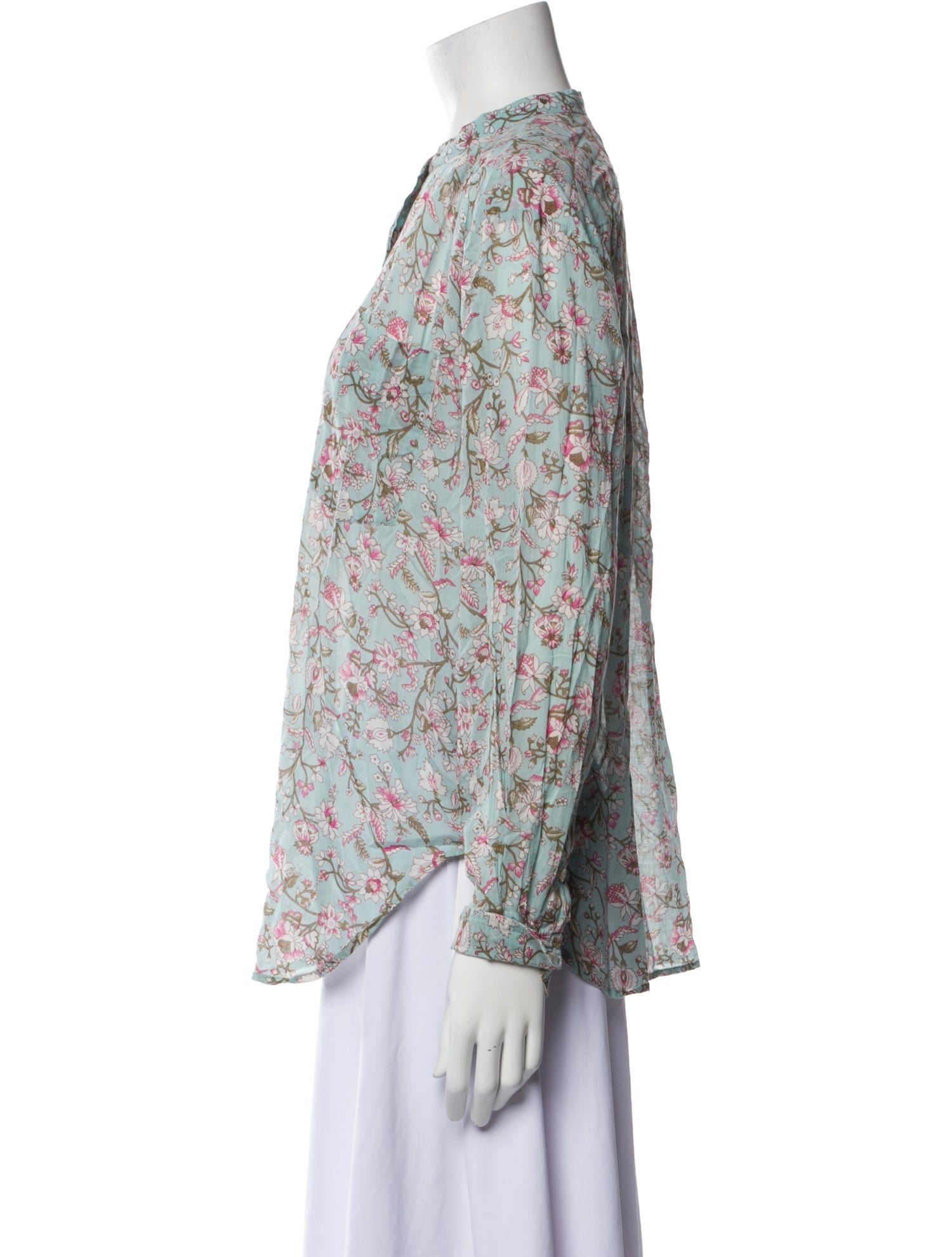 Étoile Isabel Marant Floral Print Mock Neck Button-Up Top