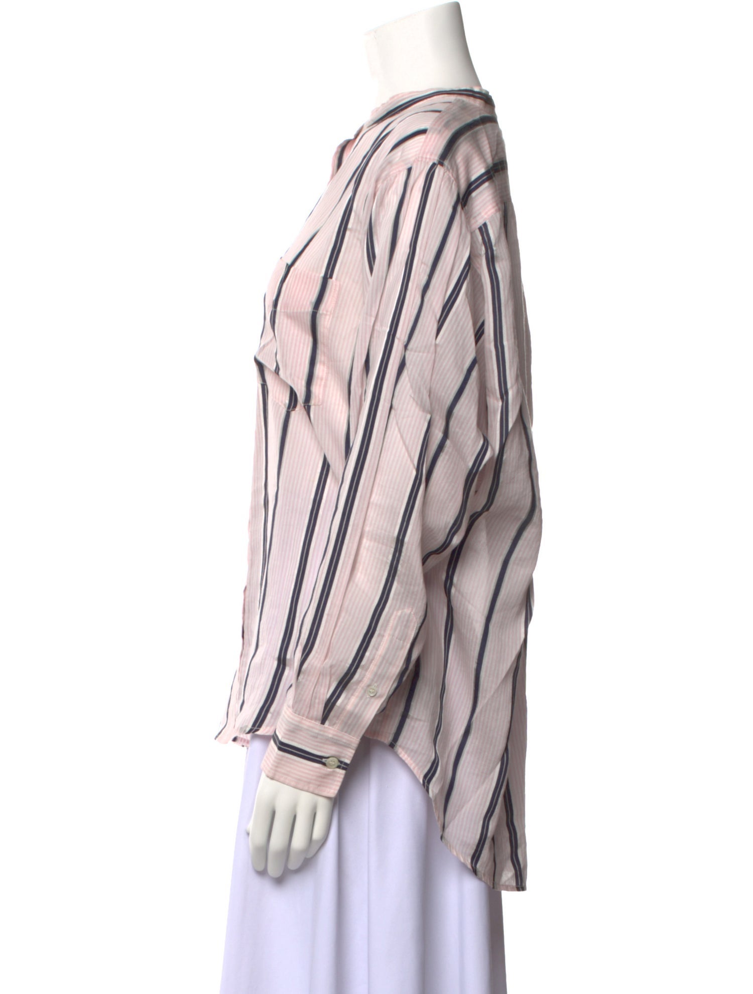 Étoile Isabel Marant Striped Crew Neck Button-Up Top