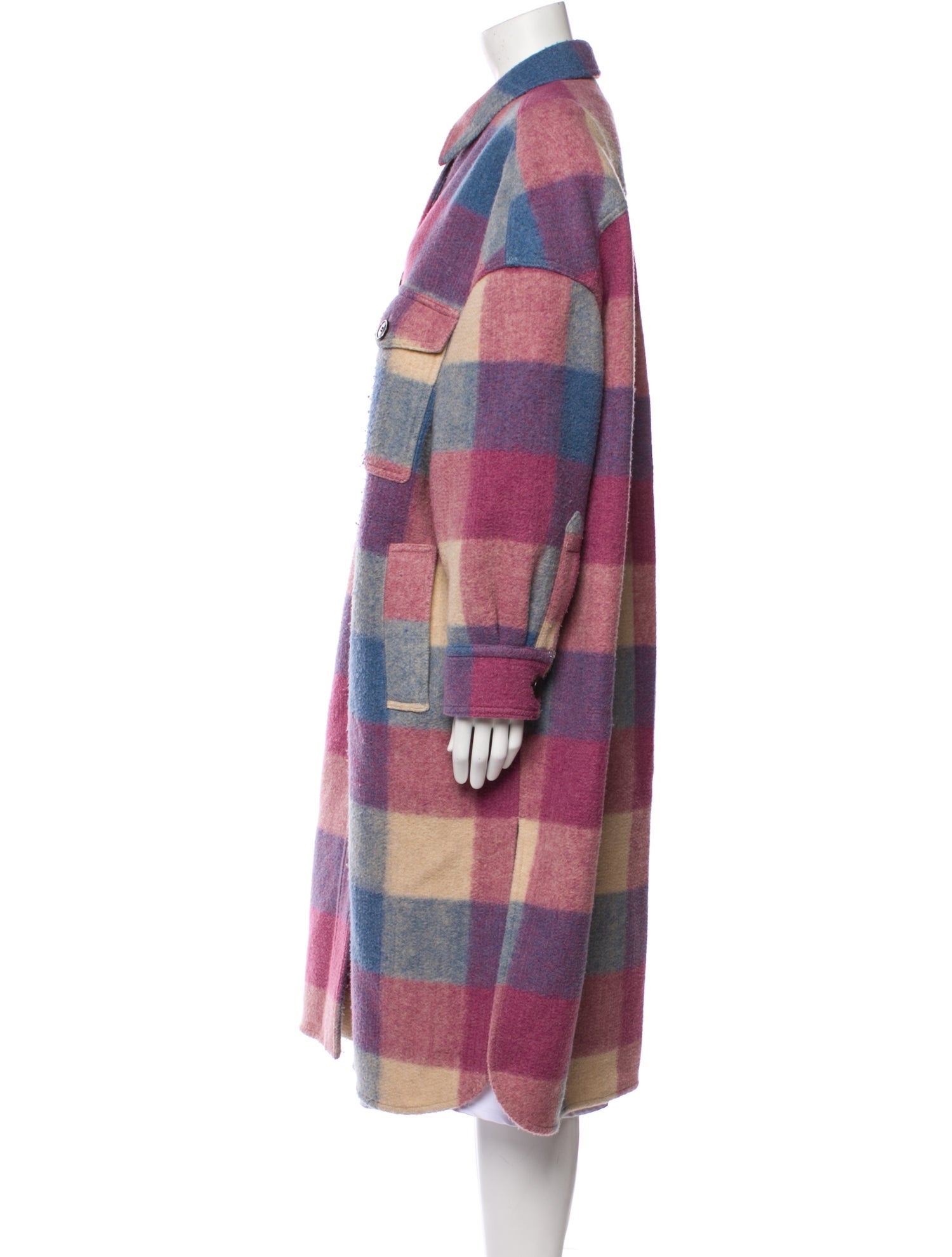 Étoile Isabel Marant Virgin Wool Plaid Print Trench Coat