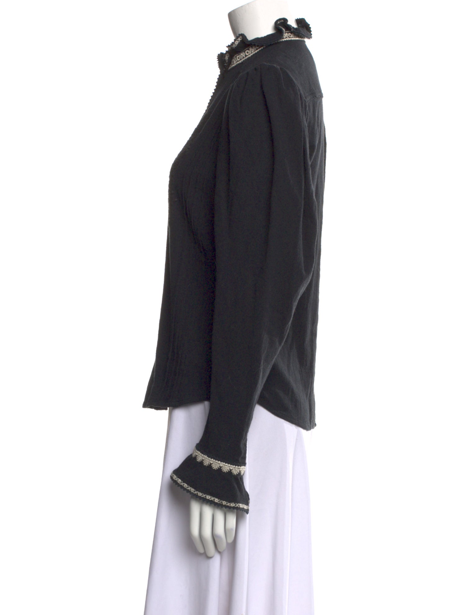 Étoile Isabel Marant Mock Neck Long Sleeve Button-Up Top