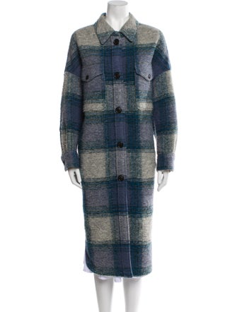 Étoile Isabel Marant Wool Plaid Print Peacoat