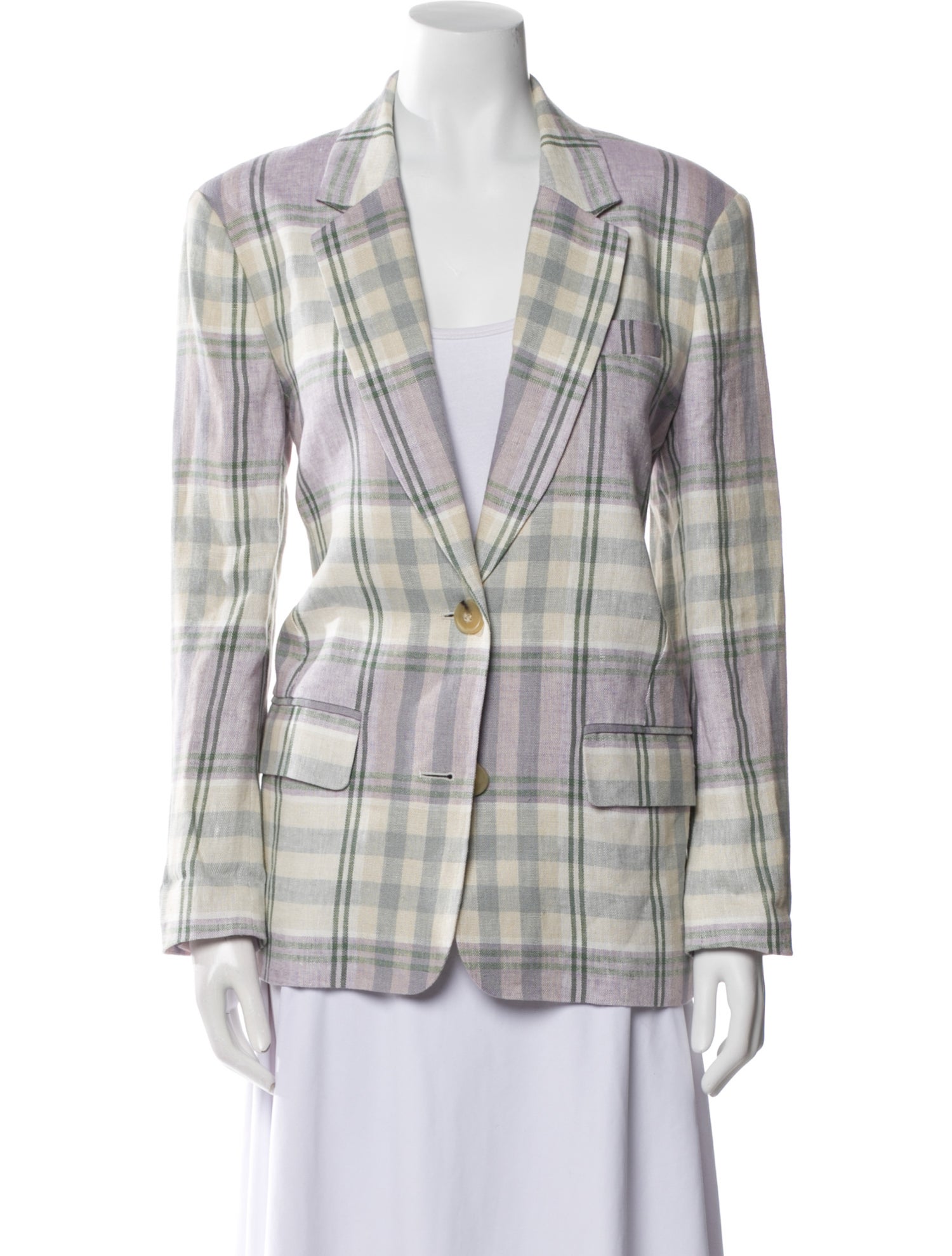 Étoile Isabel Marant Linen Plaid Print Blazer