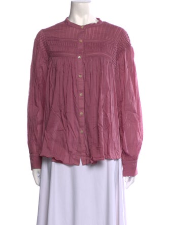 Étoile Isabel Marant Mock Neck Long Sleeve Button-Up Top