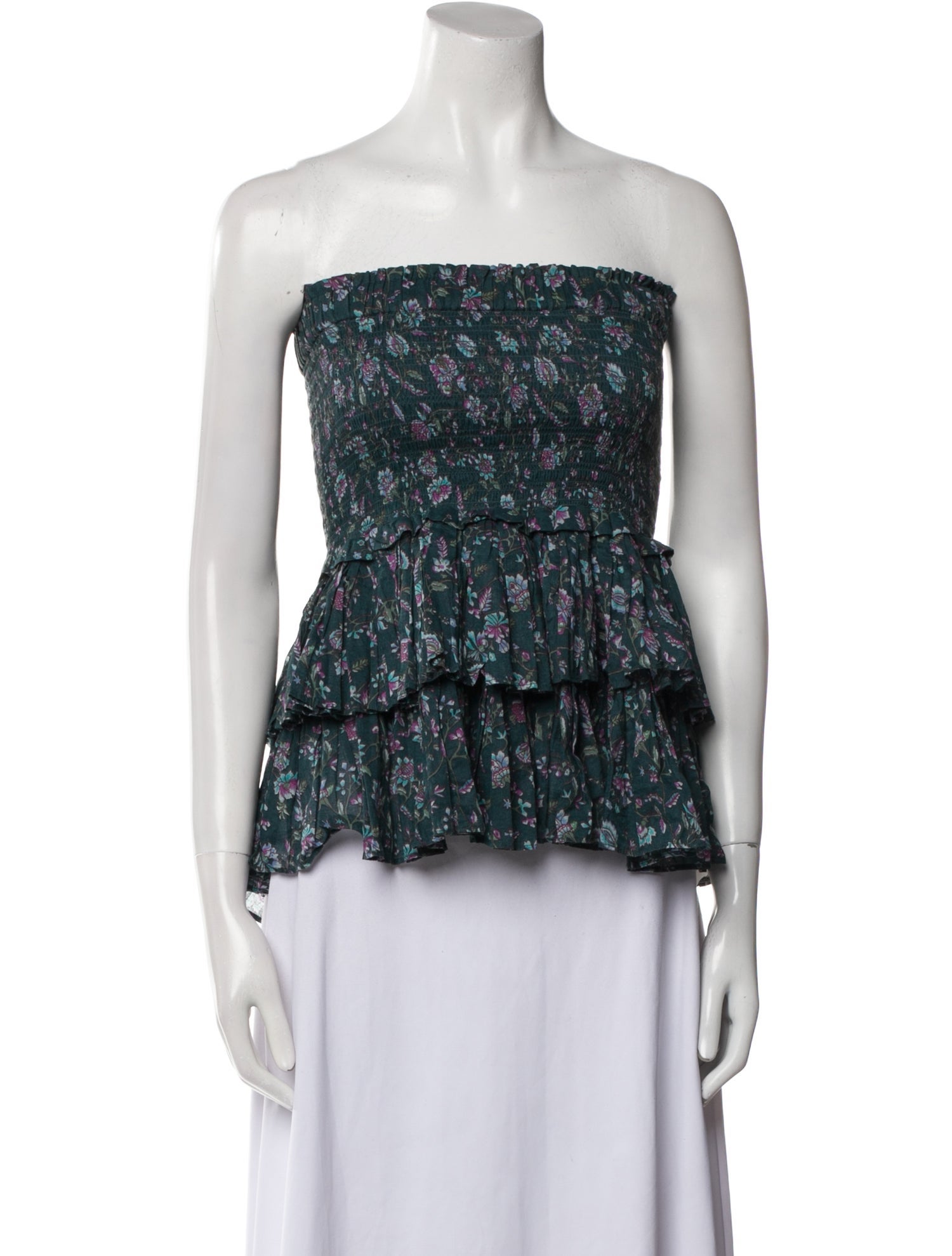Étoile Isabel Marant Floral Print Strapless Crop Top