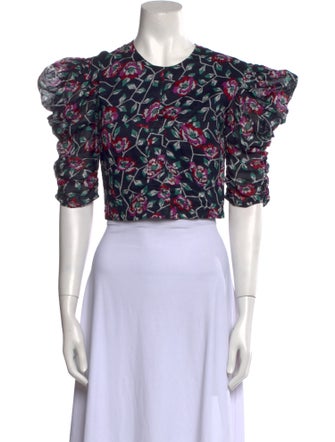 Étoile Isabel Marant Floral Print Crew Neck Crop Top