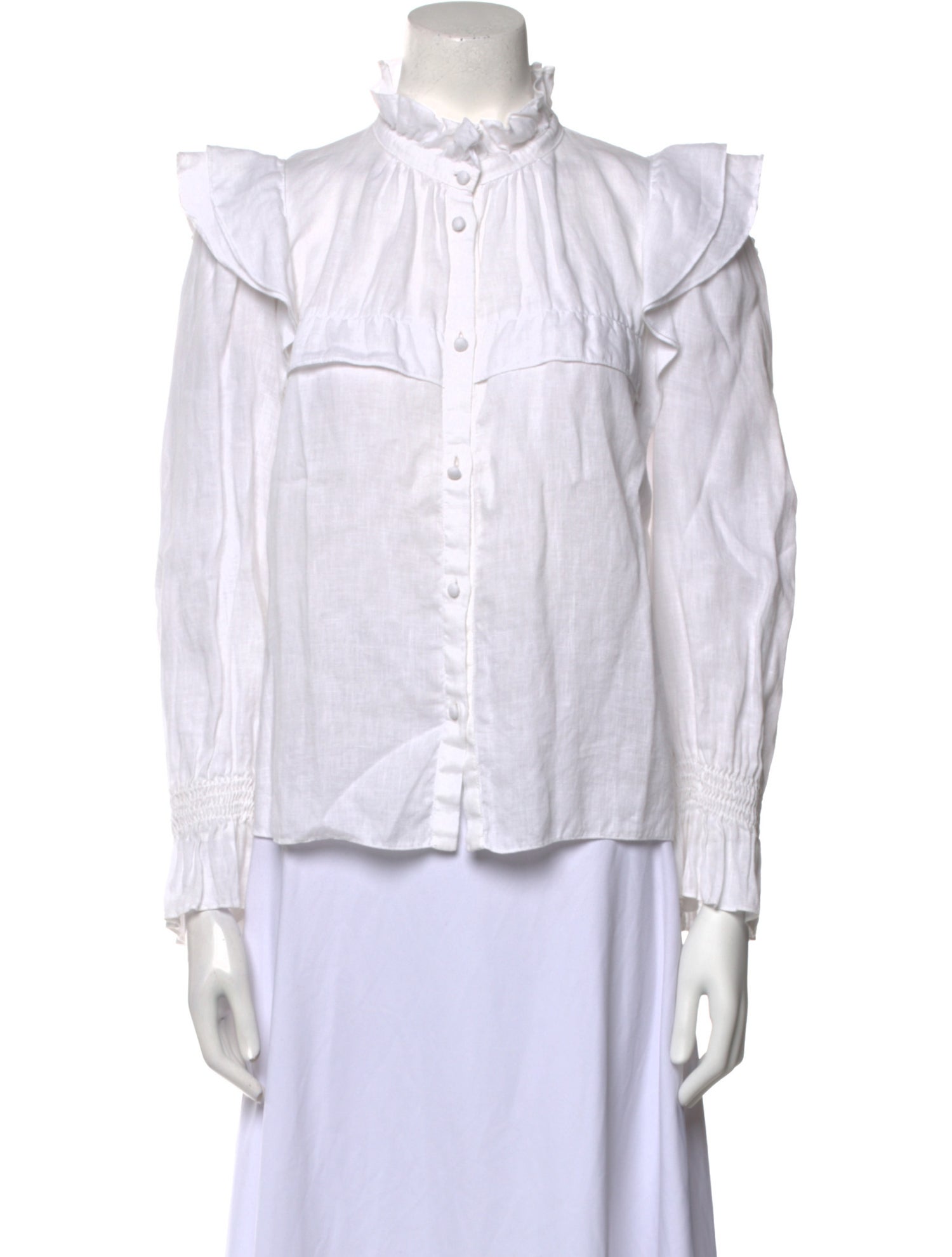 Étoile Isabel Marant Linen Mock Neck Button-Up Top