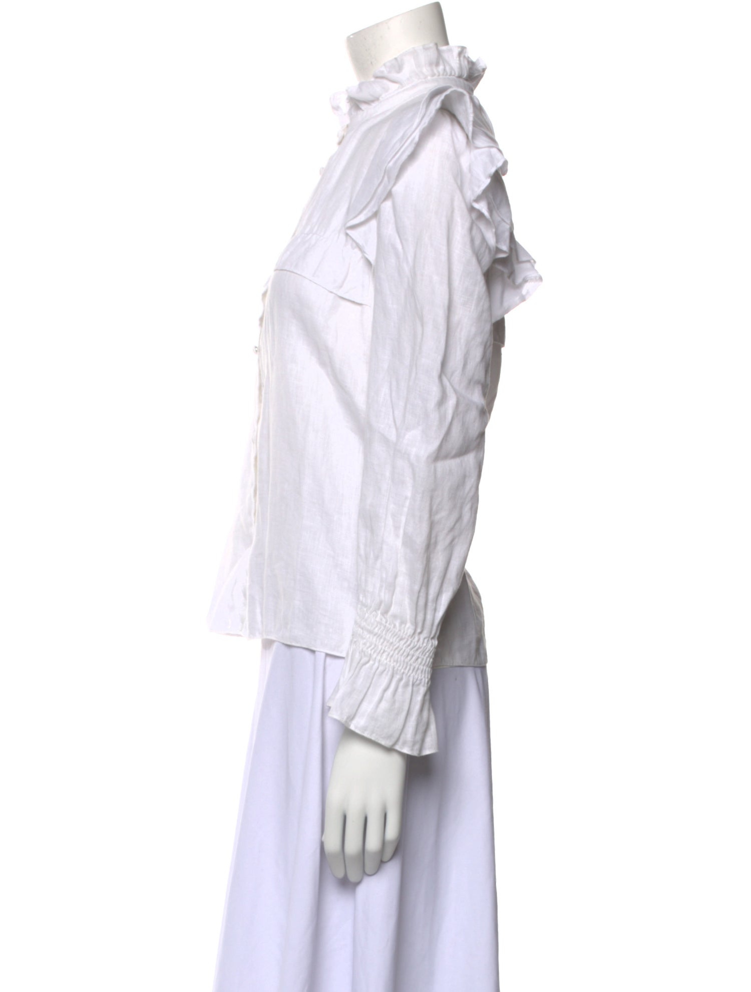 Étoile Isabel Marant Linen Mock Neck Button-Up Top