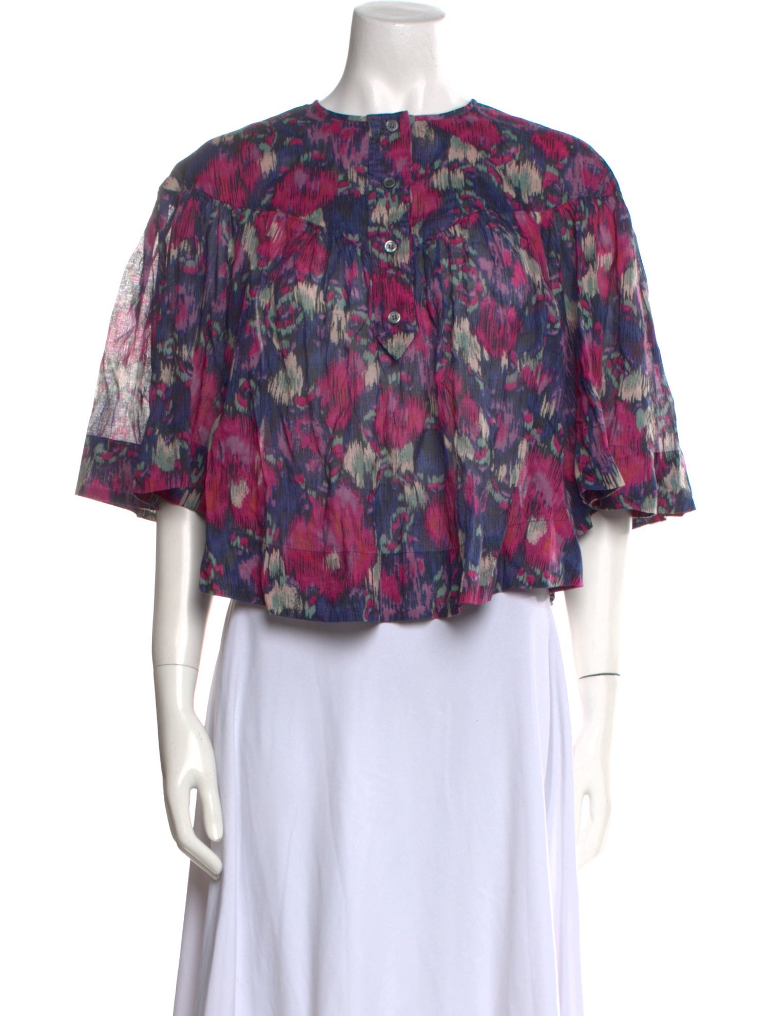 Étoile Isabel Marant Floral Print Crew Neck Crop Top