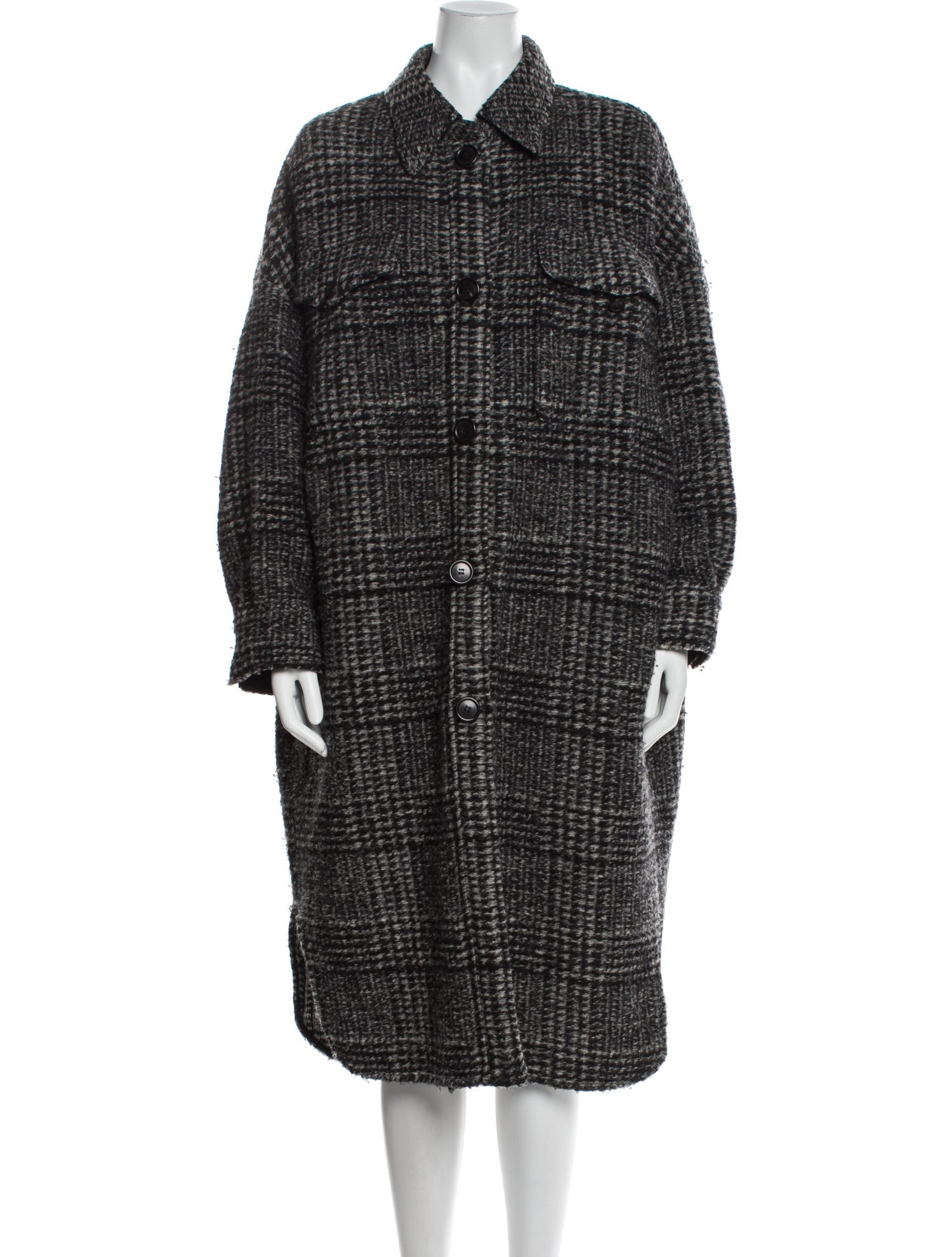 Étoile Isabel Marant Wool Tweed Pattern Faux Fur Coat