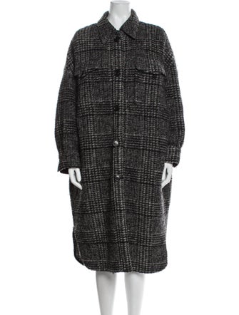 Étoile Isabel Marant Wool Tweed Pattern Faux Fur Coat
