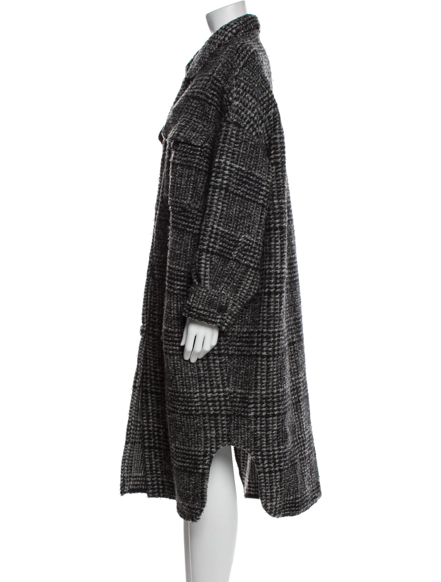 Étoile Isabel Marant Wool Tweed Pattern Faux Fur Coat