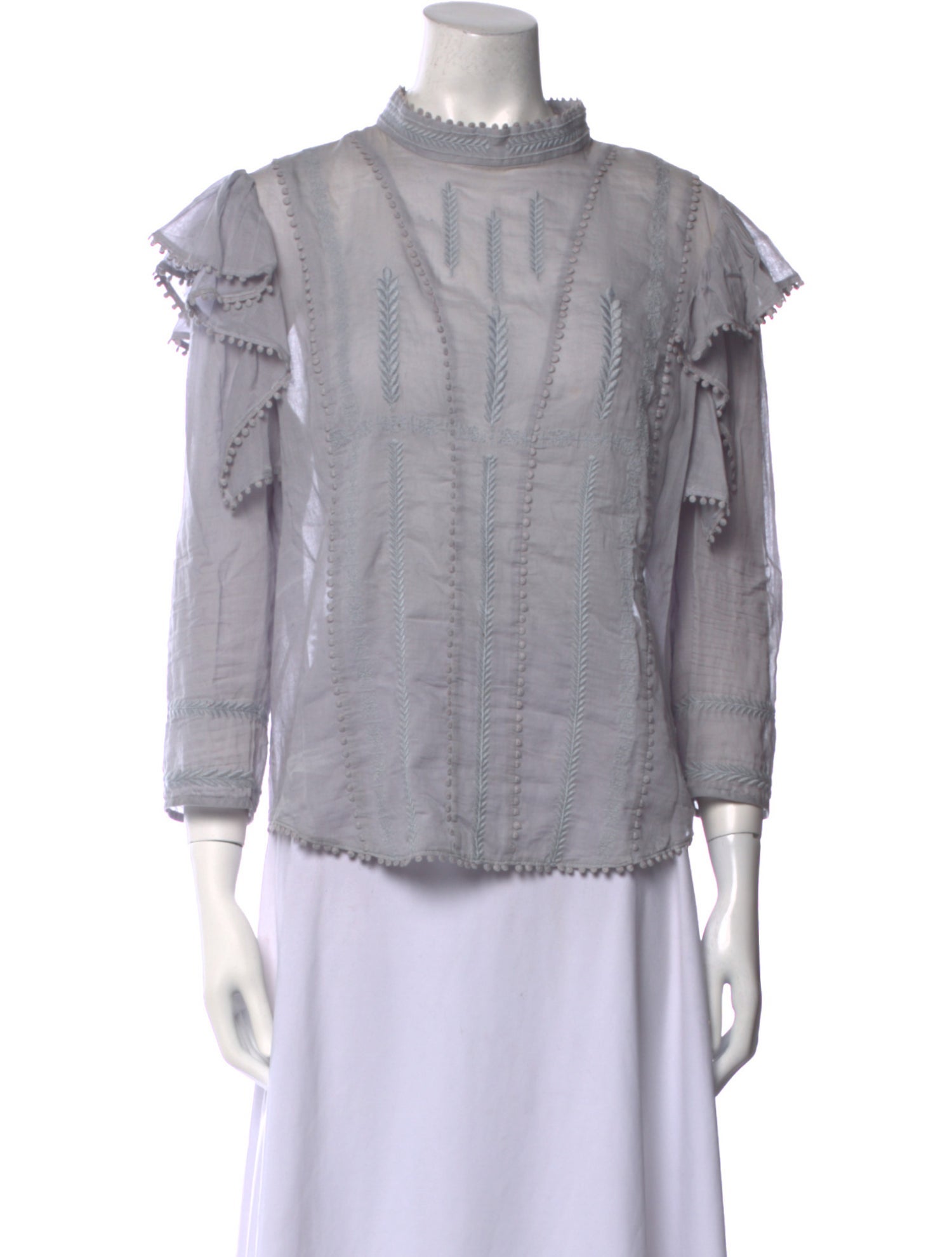 Étoile Isabel Marant Mock Neck Three-Quarter Sleeve Blouse