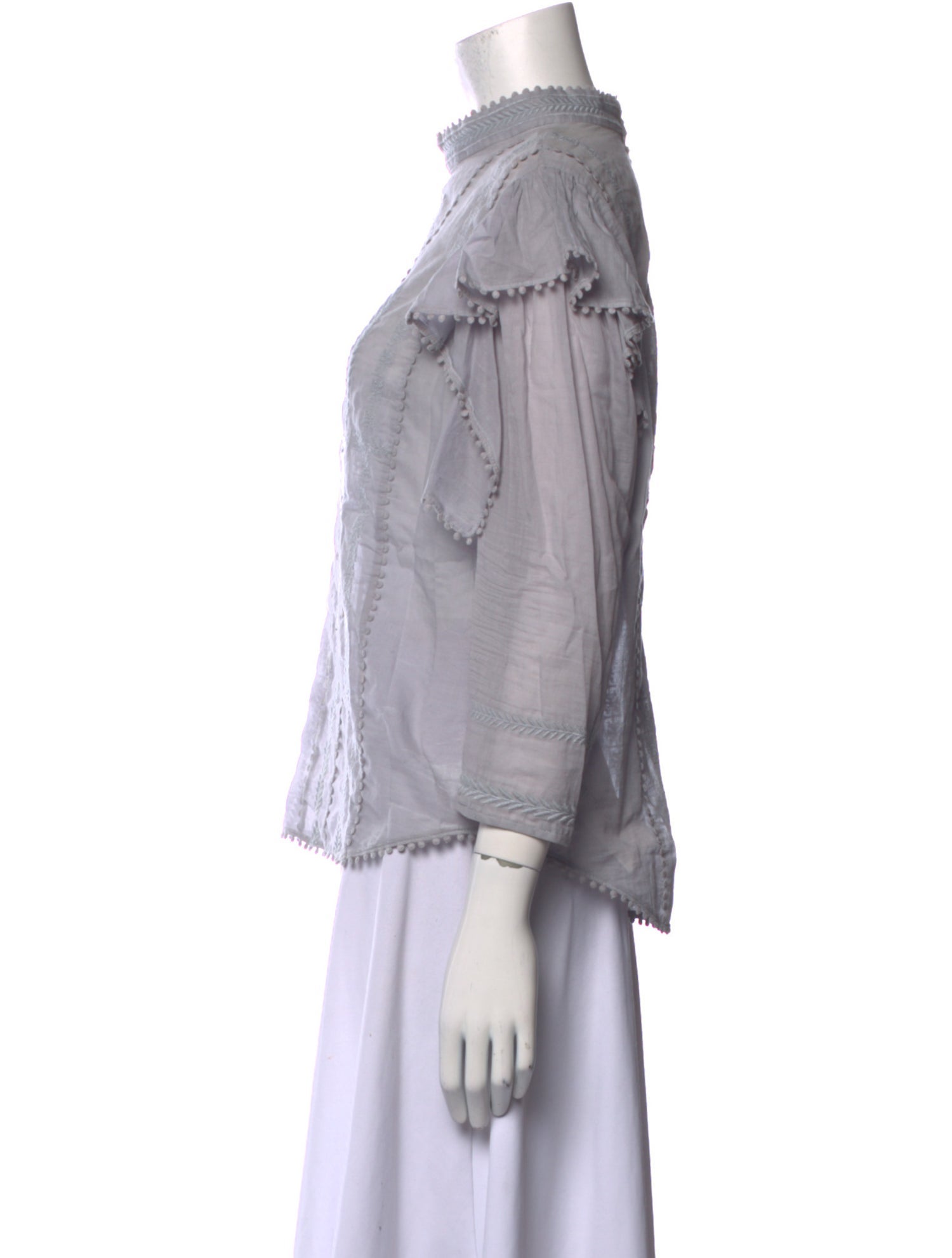 Étoile Isabel Marant Mock Neck Three-Quarter Sleeve Blouse