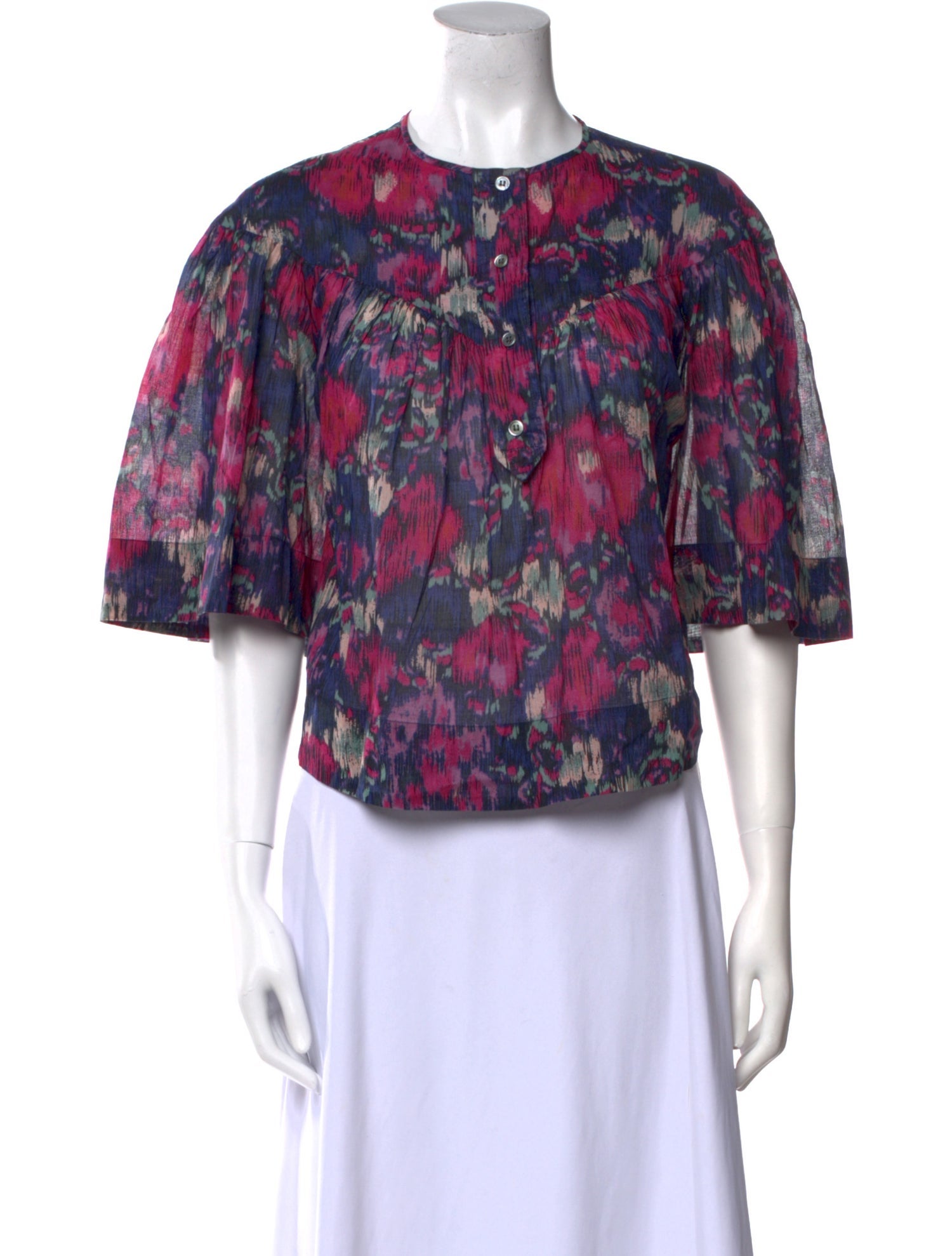 Étoile Isabel Marant Floral Print Crew Neck Crop Top