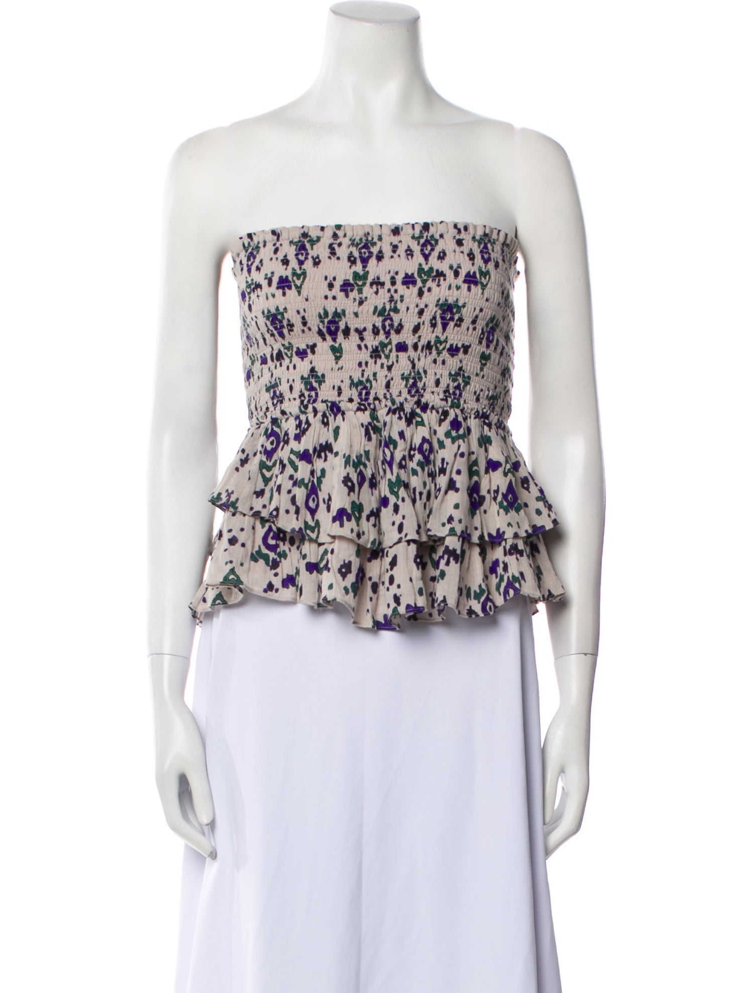 Étoile Isabel Marant Floral Print Strapless Crop Top