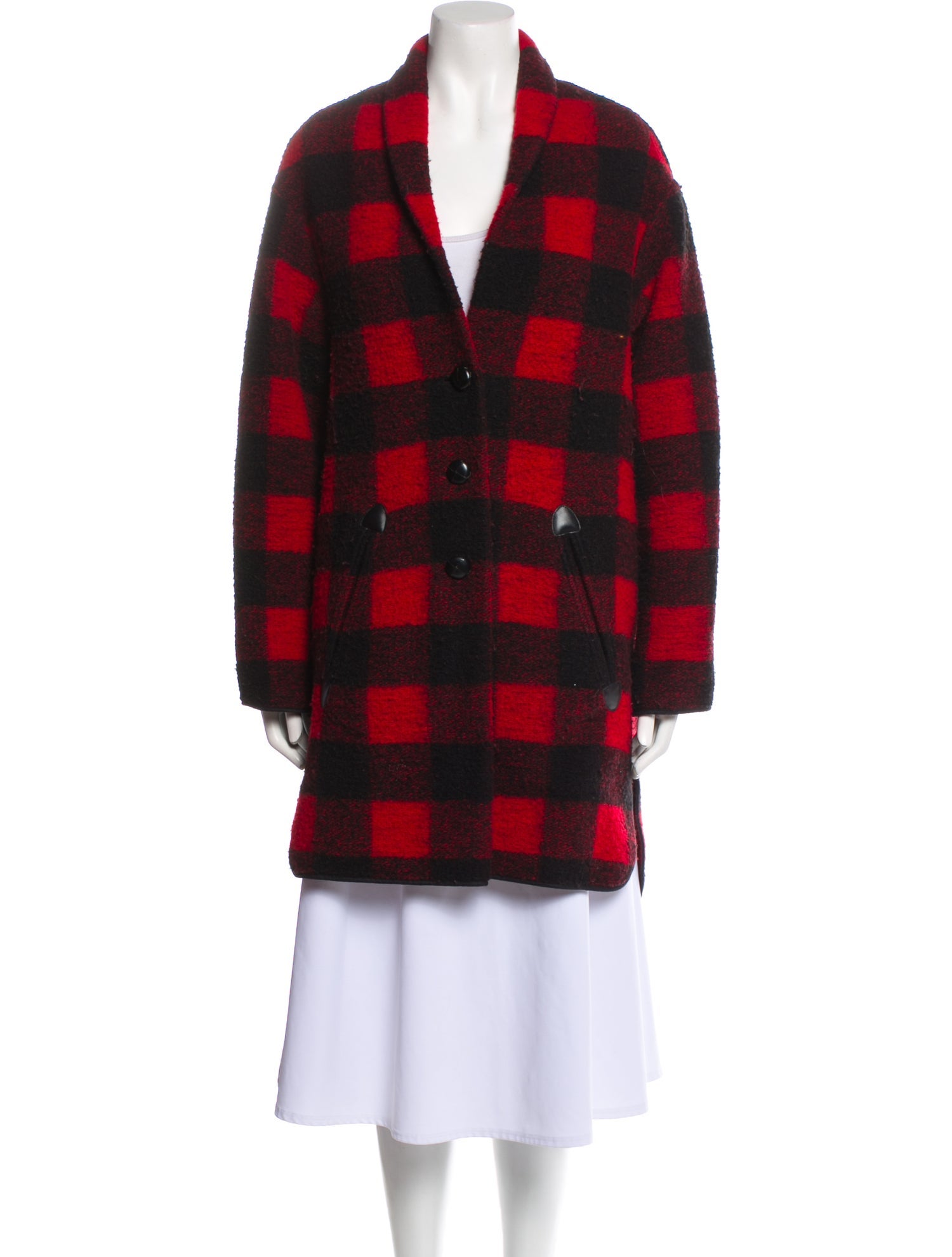 Étoile Isabel Marant Wool Plaid Print Peacoat